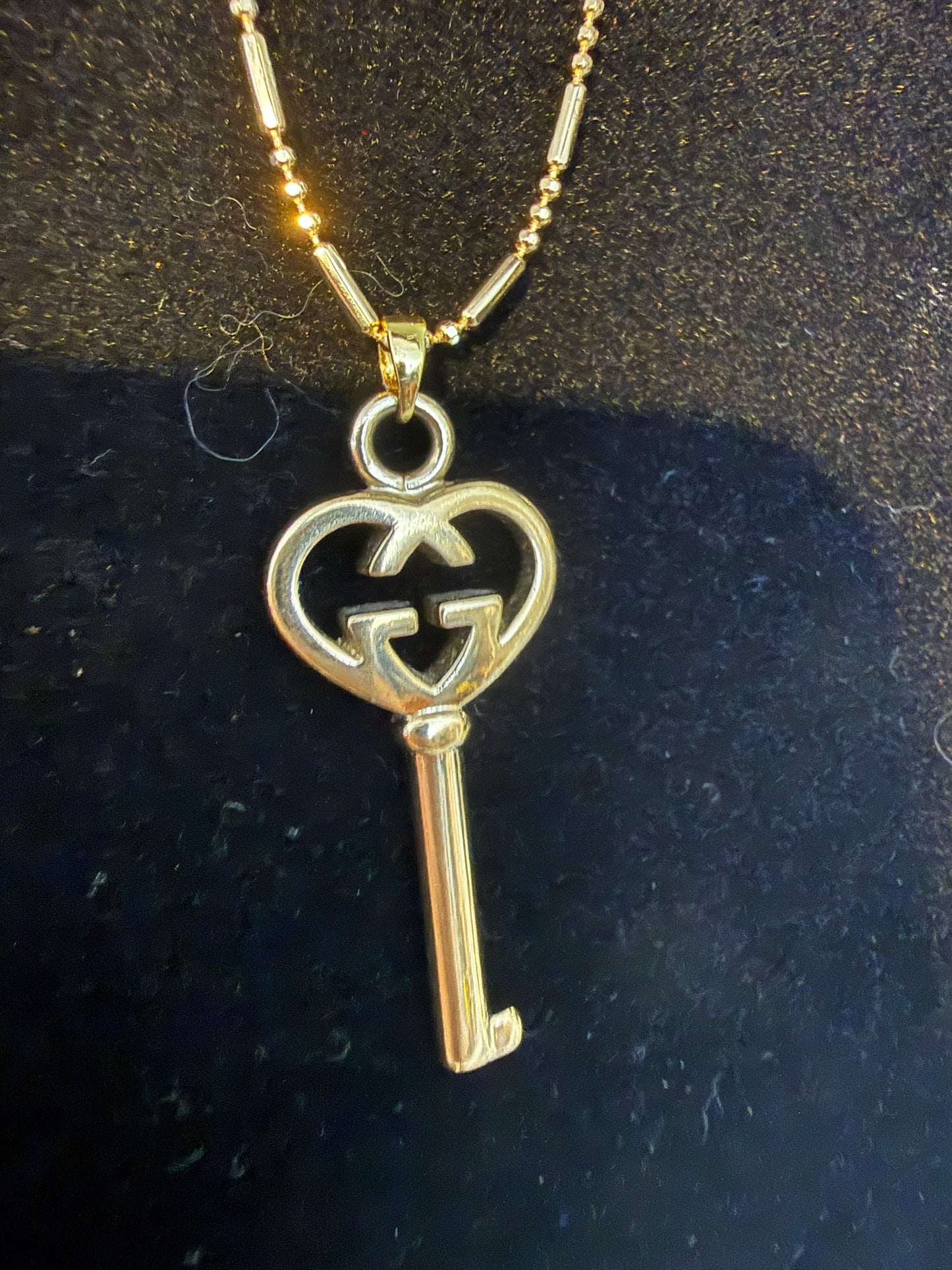 Gucci Heart Key Charm Repurposed on 18" Necklace