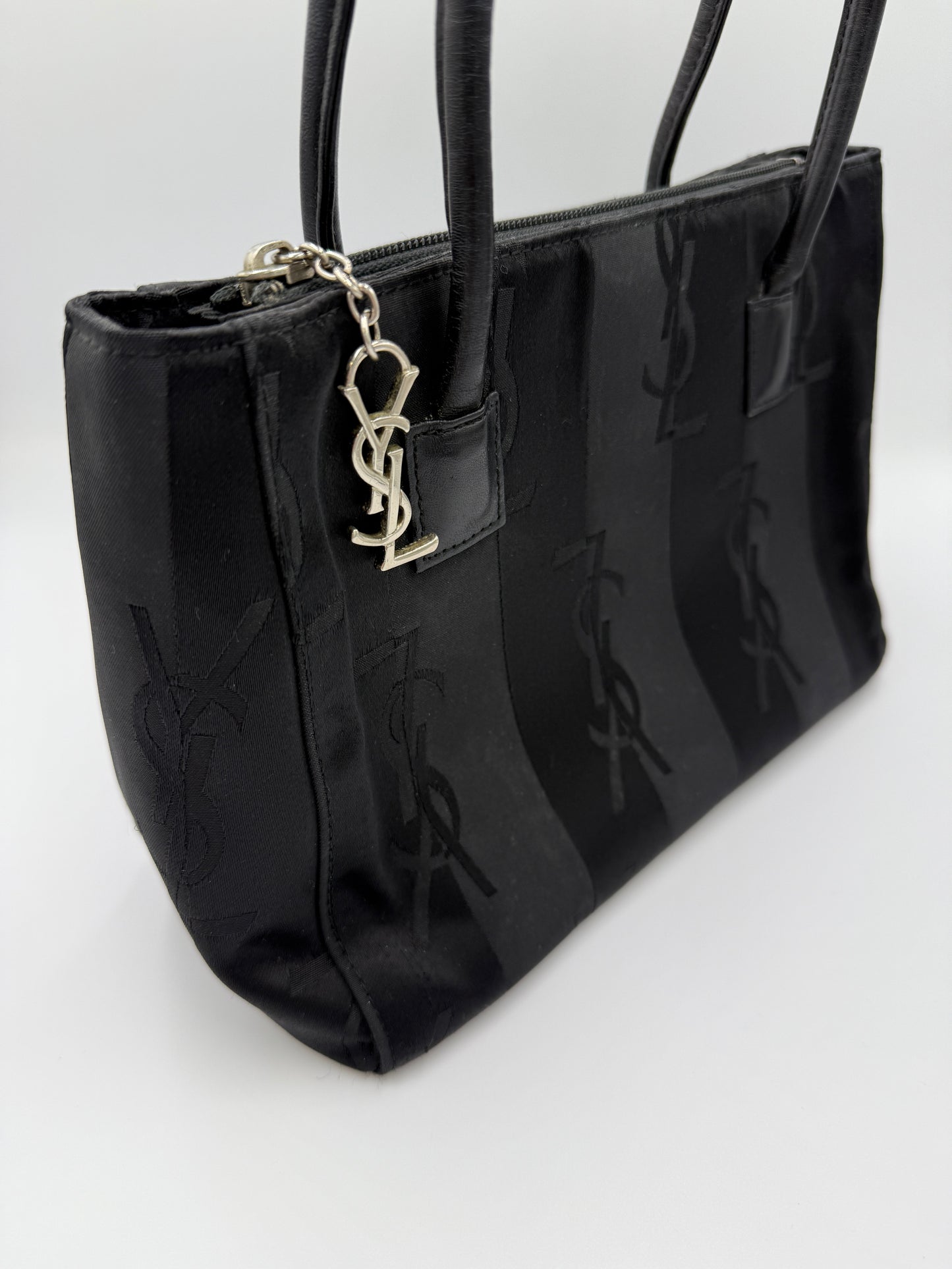 YSL Yves Saint Laurent Logo Striped Handbag