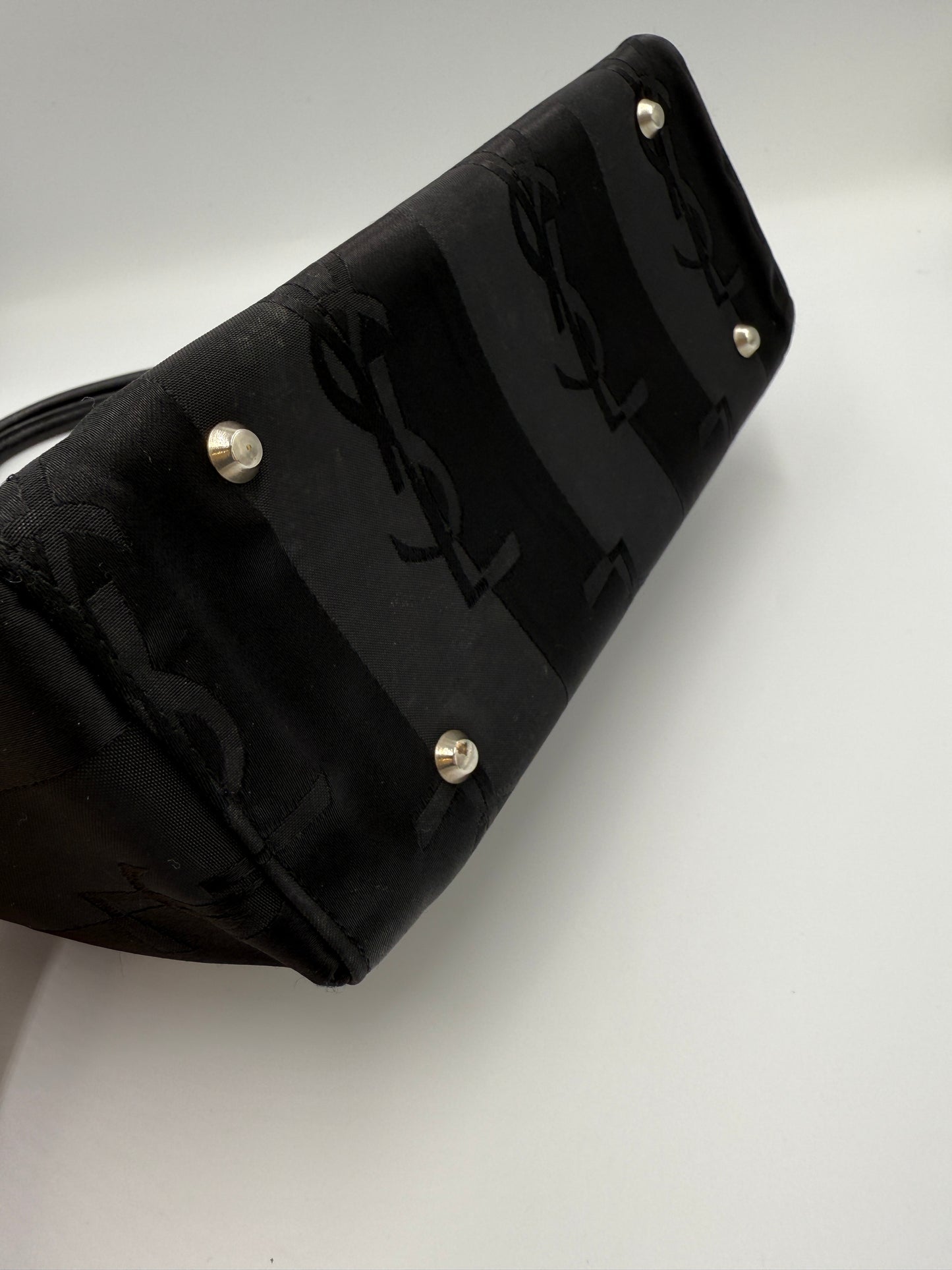 YSL Yves Saint Laurent Logo Striped Handbag