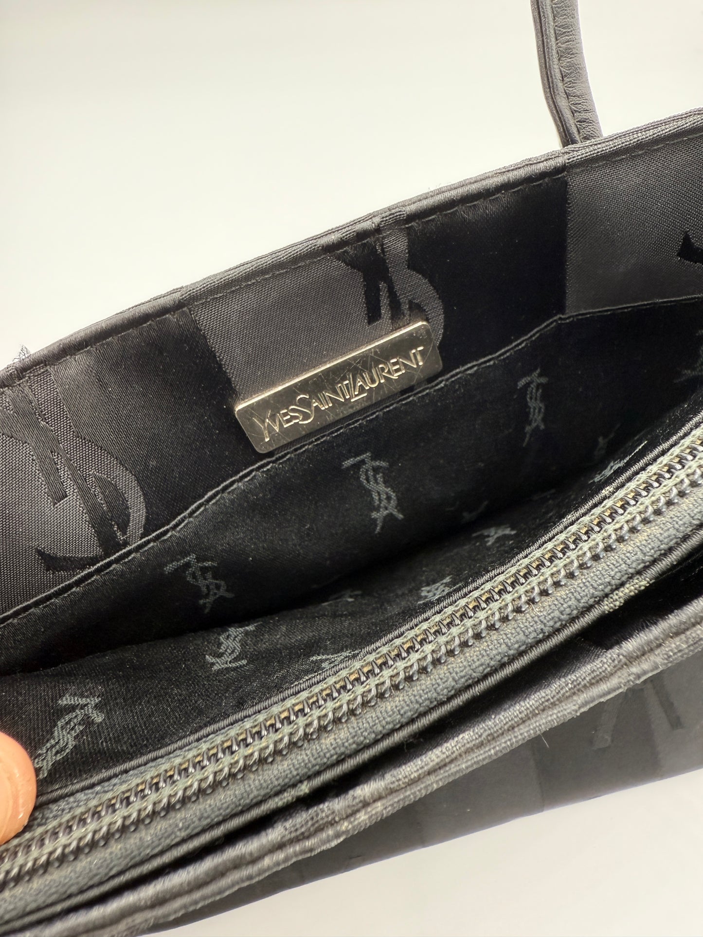 YSL Yves Saint Laurent Logo Striped Handbag