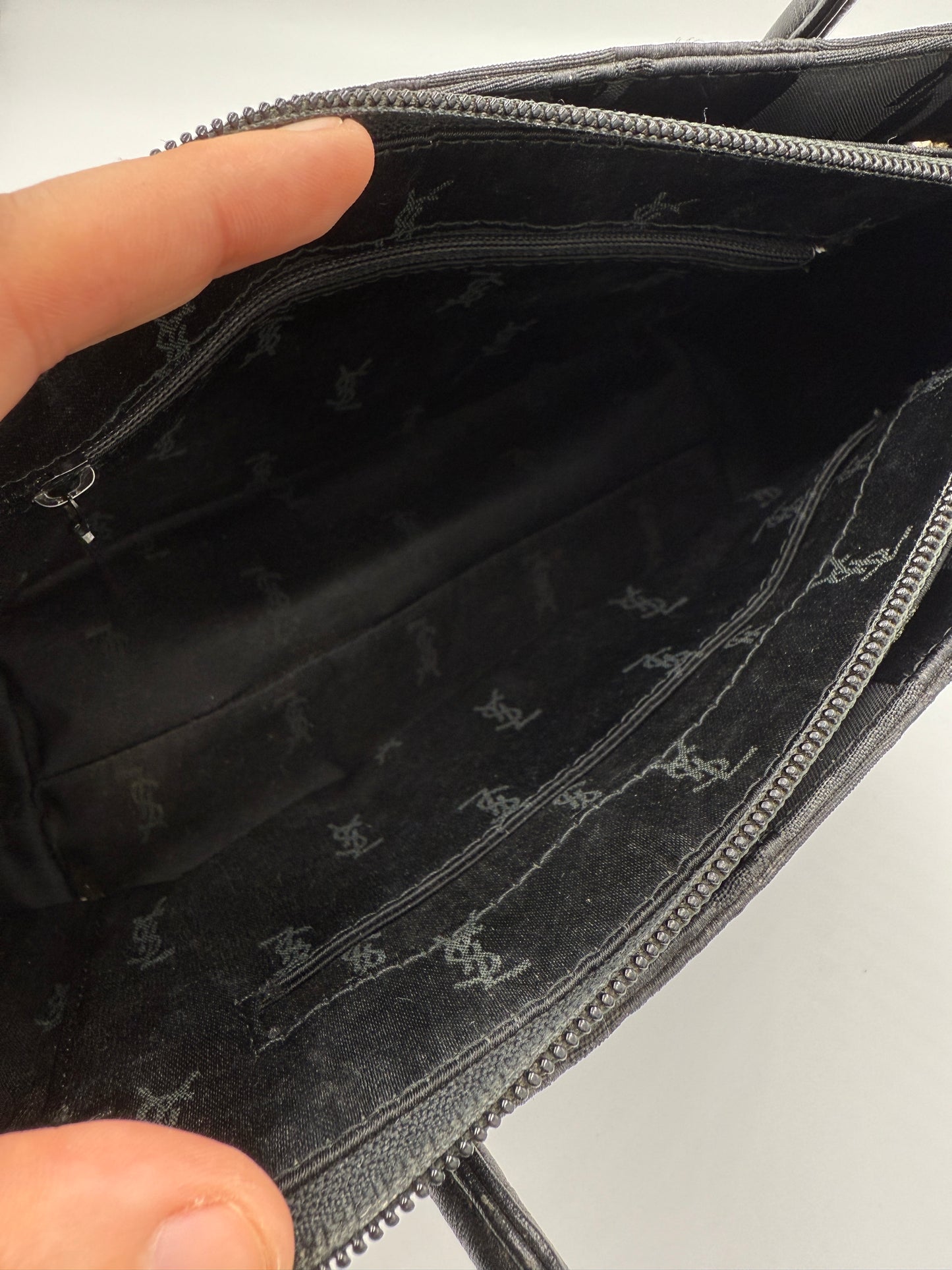 YSL Yves Saint Laurent Logo Striped Handbag