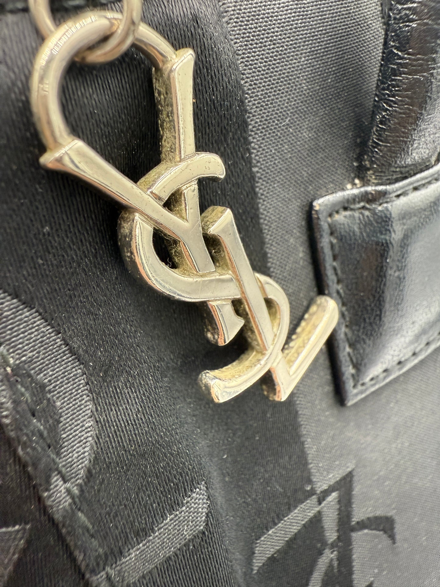 YSL Yves Saint Laurent Logo Striped Handbag