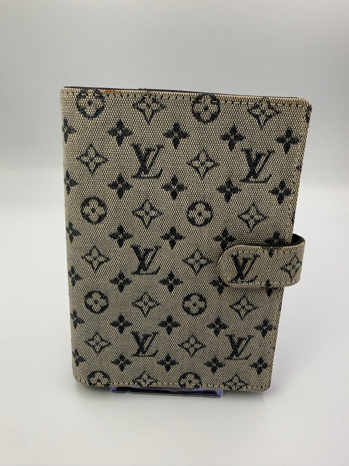 Louis Vuitton Monogram Mini Lin Grey Blue Agenda PM CA0071