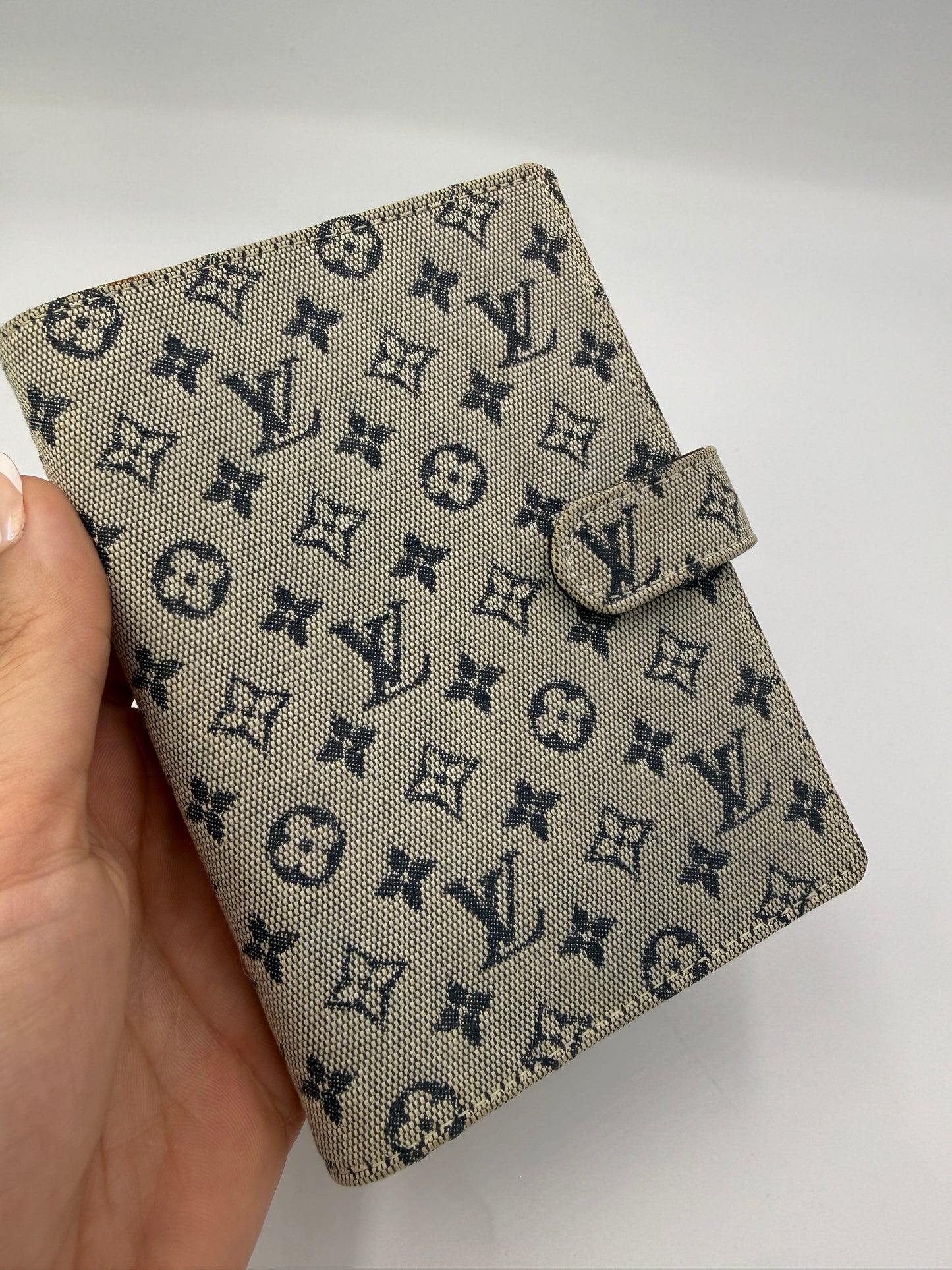 Louis Vuitton Monogram Mini Lin Grey Blue Agenda PM CA0071