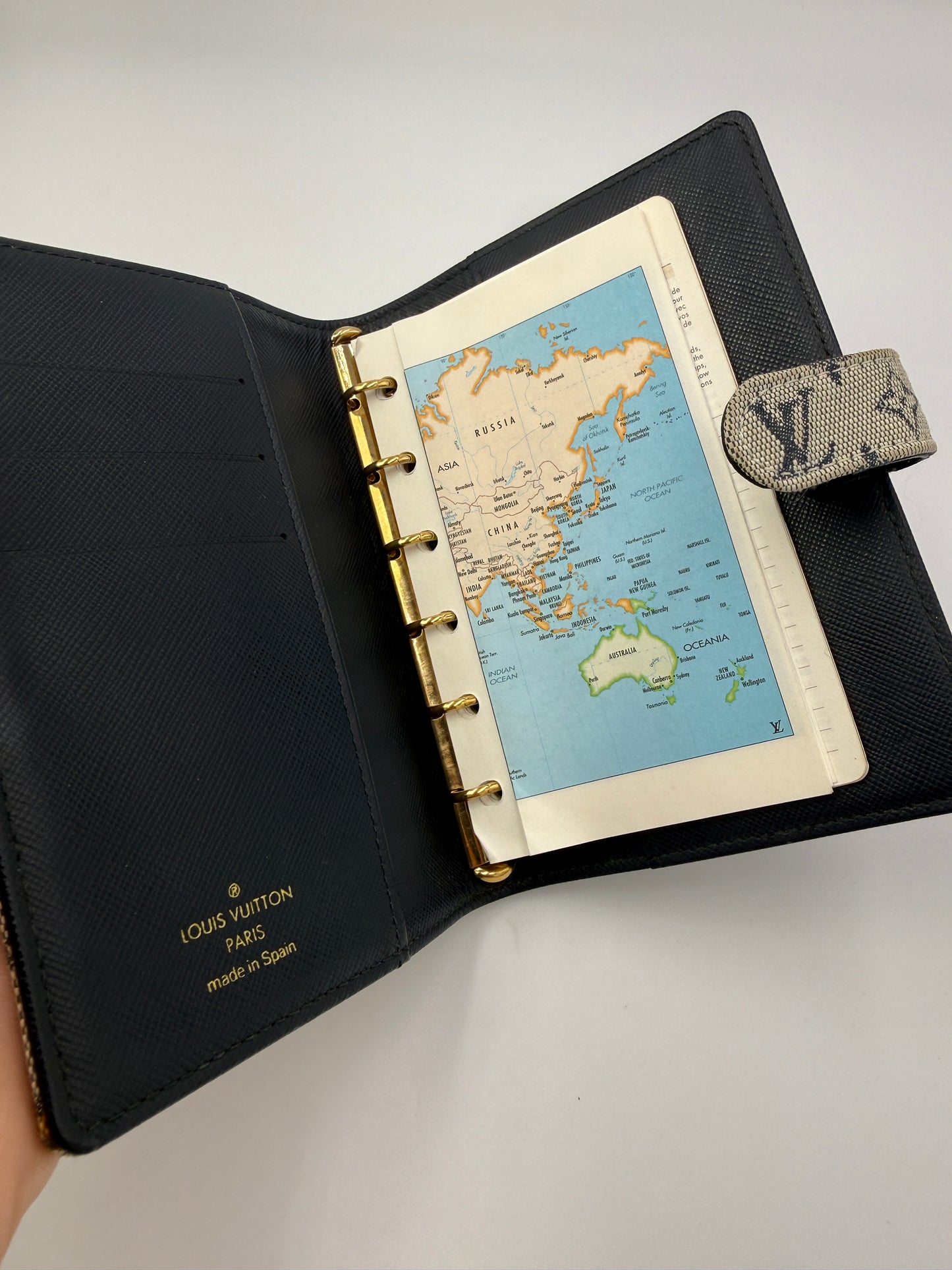 Louis Vuitton Monogram Mini Lin Grey Blue Agenda PM CA0071