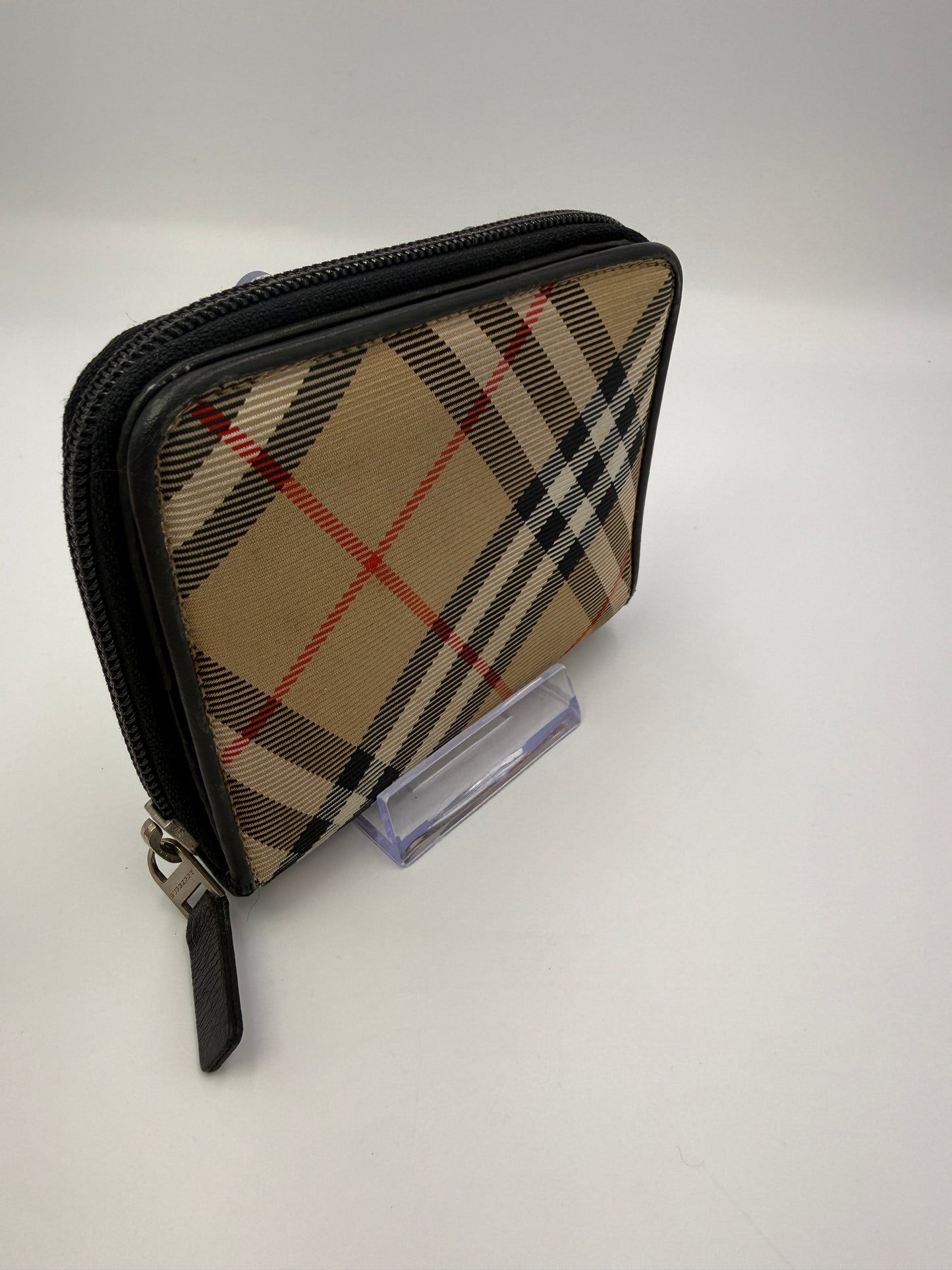 Burberry Compact Nova Check Zip Around Wallet