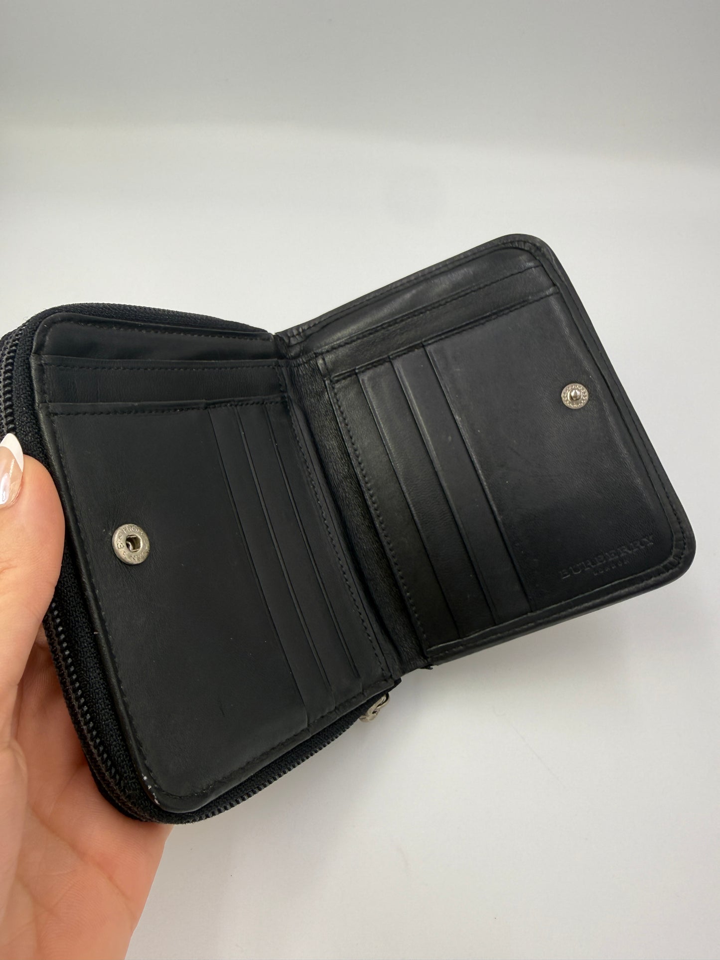 Burberry Compact Nova Check Zip Around Wallet