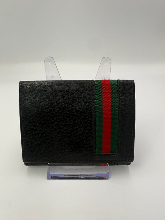 Gucci Unisex Sherry Line Black Calf Leather Card Holder