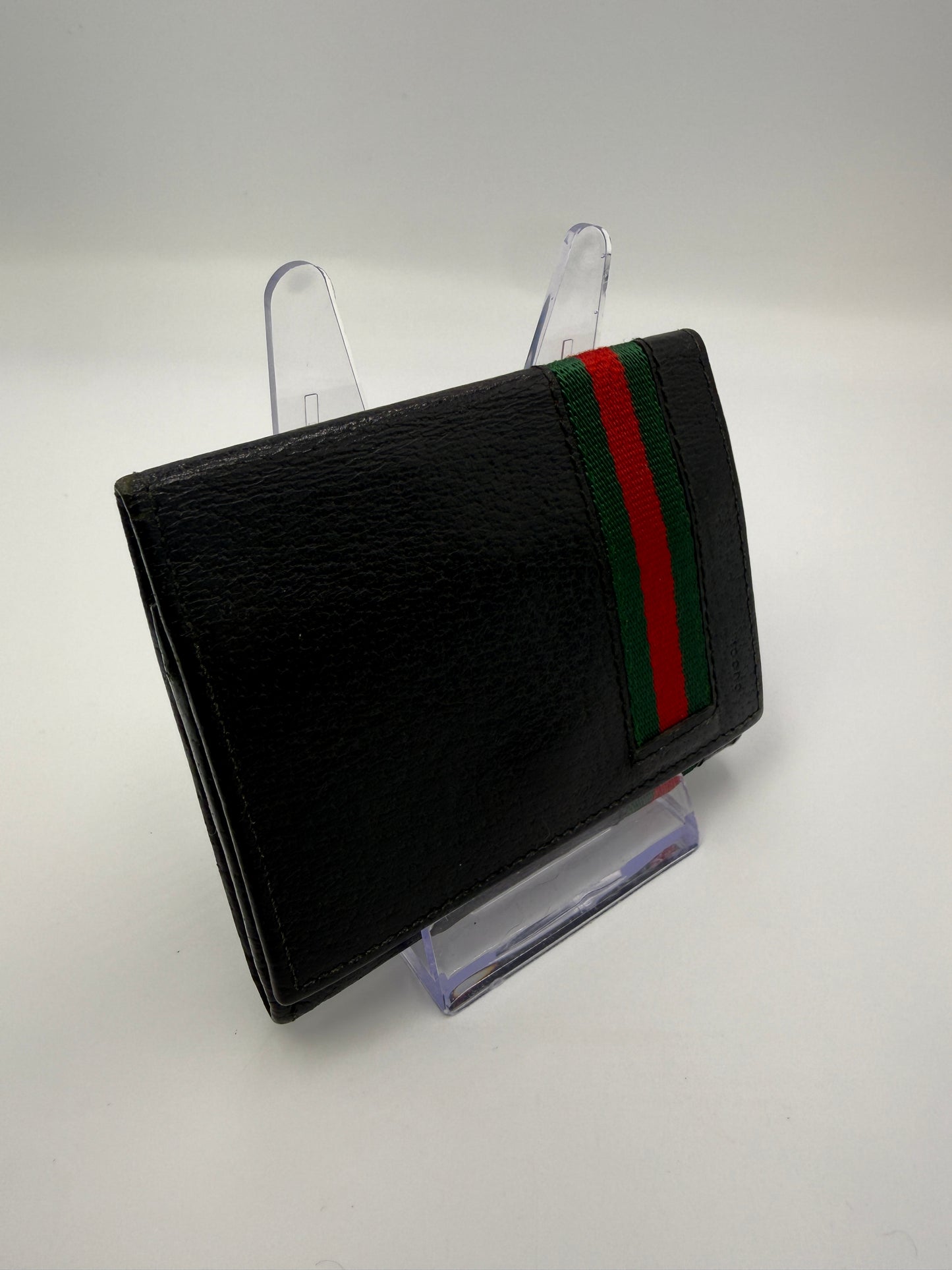 Gucci Unisex Sherry Line Black Calf Leather Card Holder