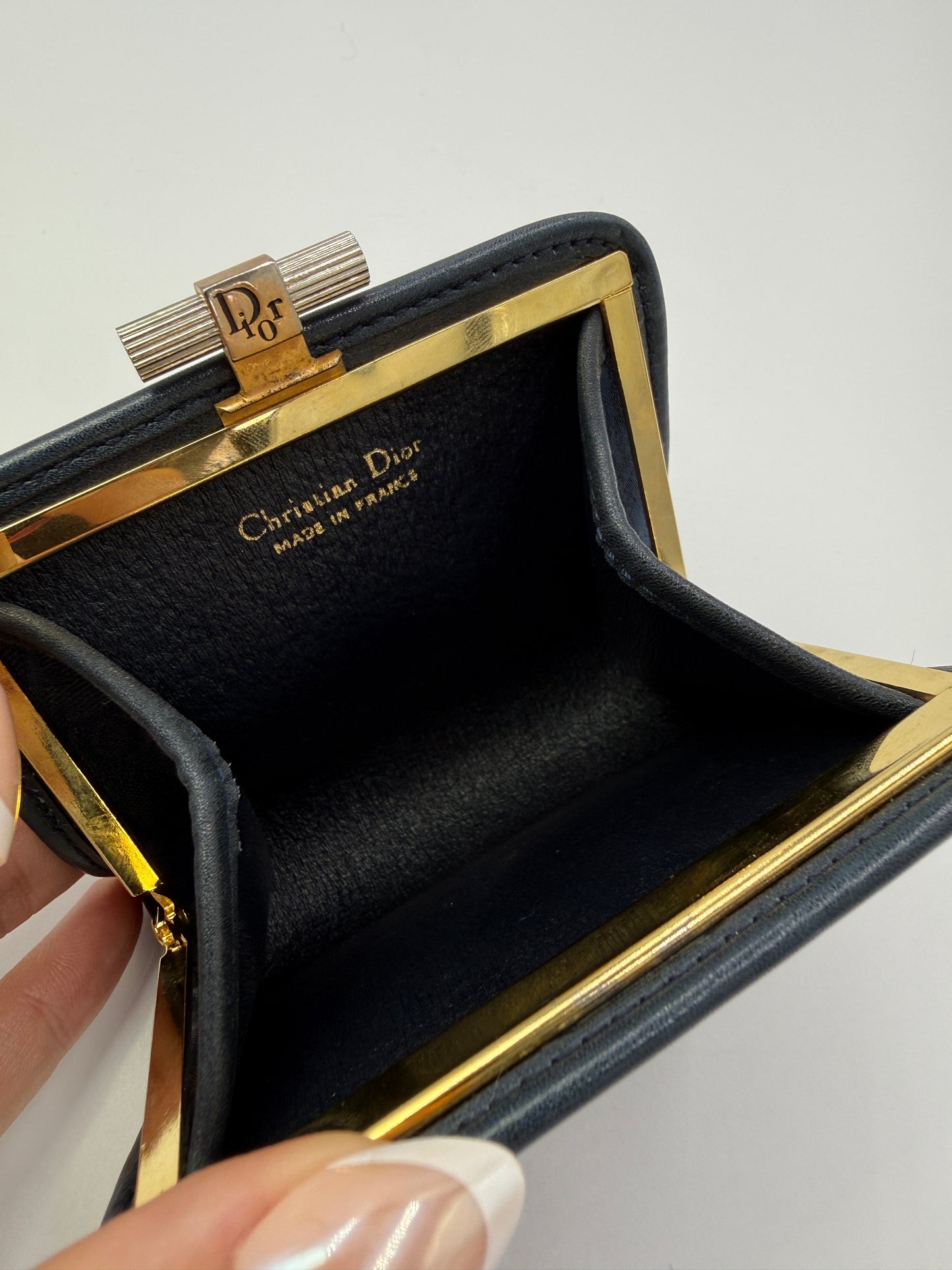 Christian Dior Navy Trotter Monogram Coin Pouch