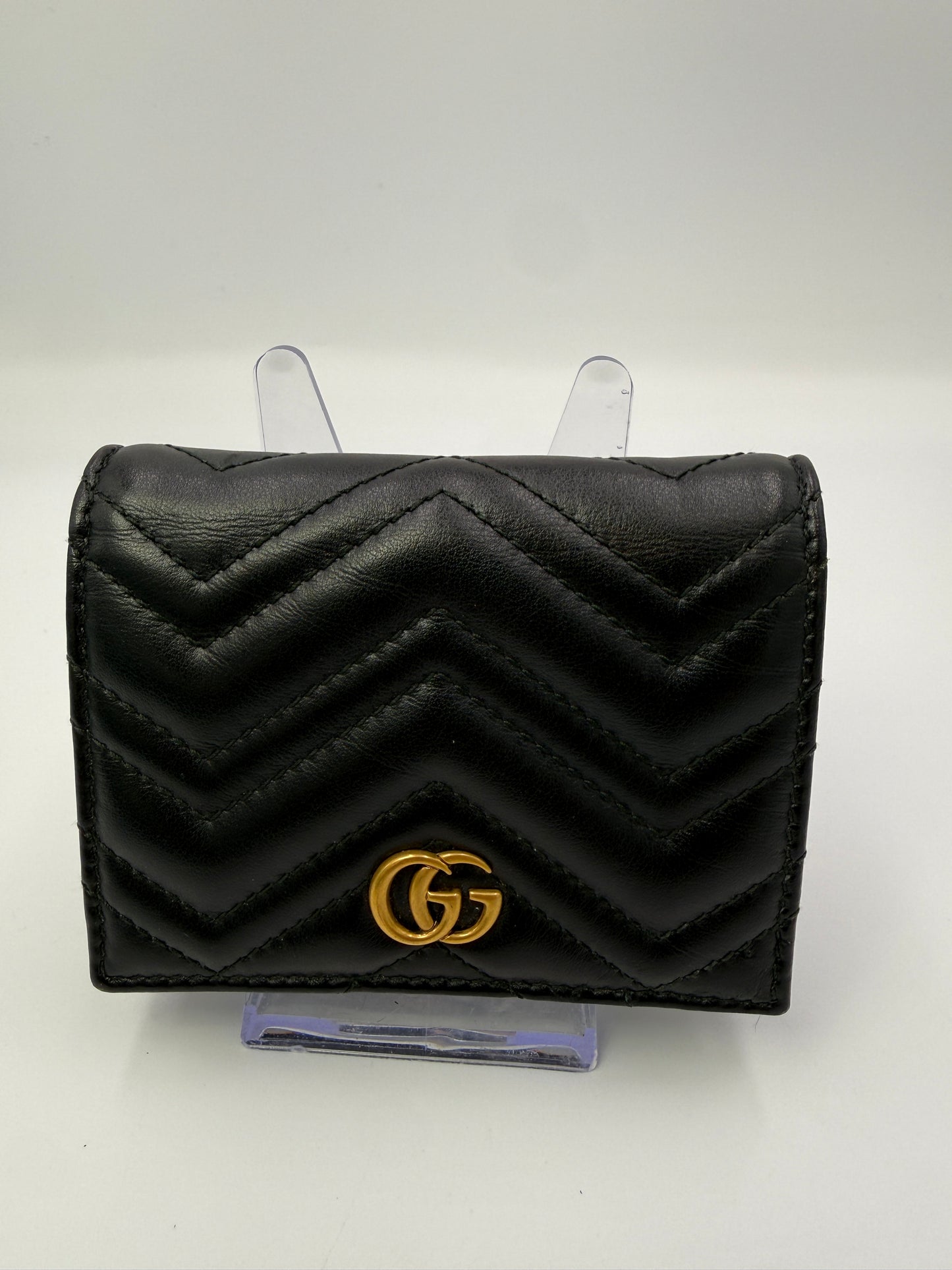 Gucci GG Marmont Black Leather Compact Wallet