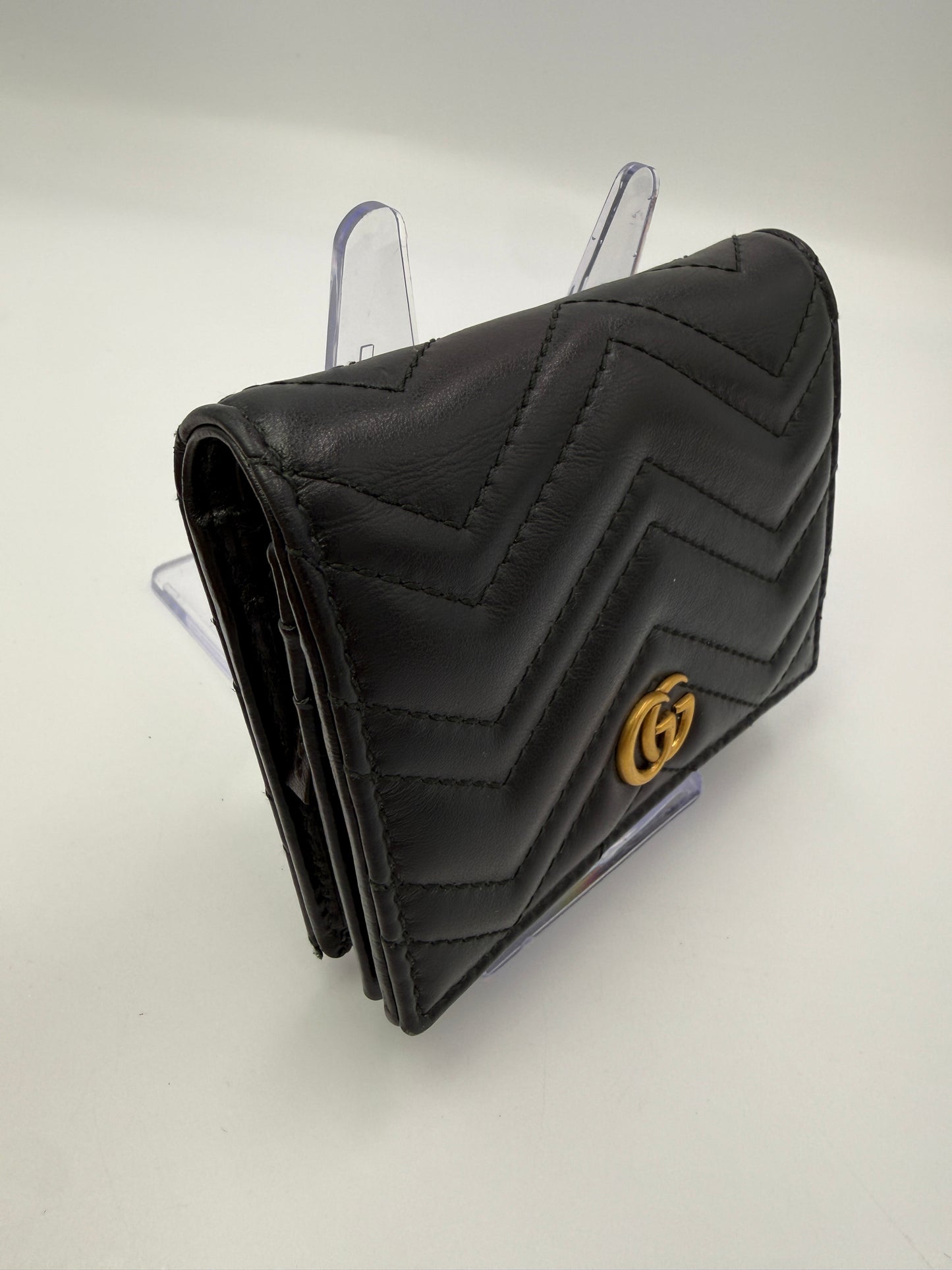 Gucci GG Marmont Black Leather Compact Wallet