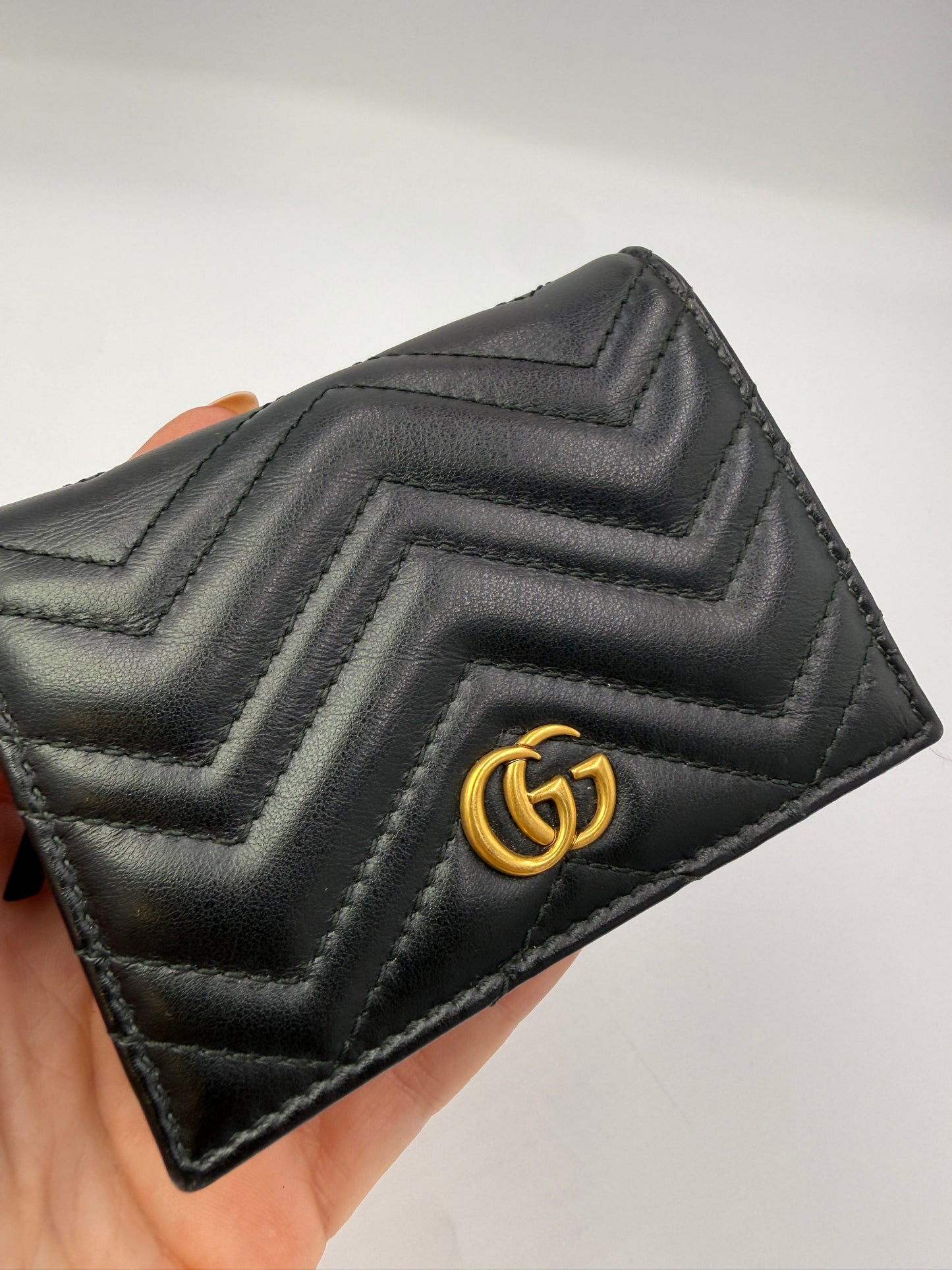 Gucci GG Marmont Black Leather Compact Wallet