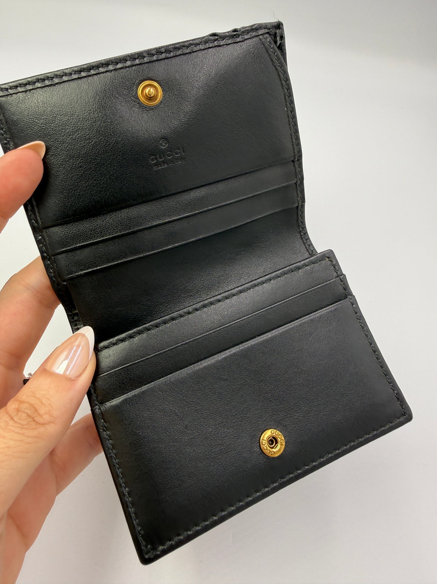 Gucci GG Marmont Black Leather Compact Wallet