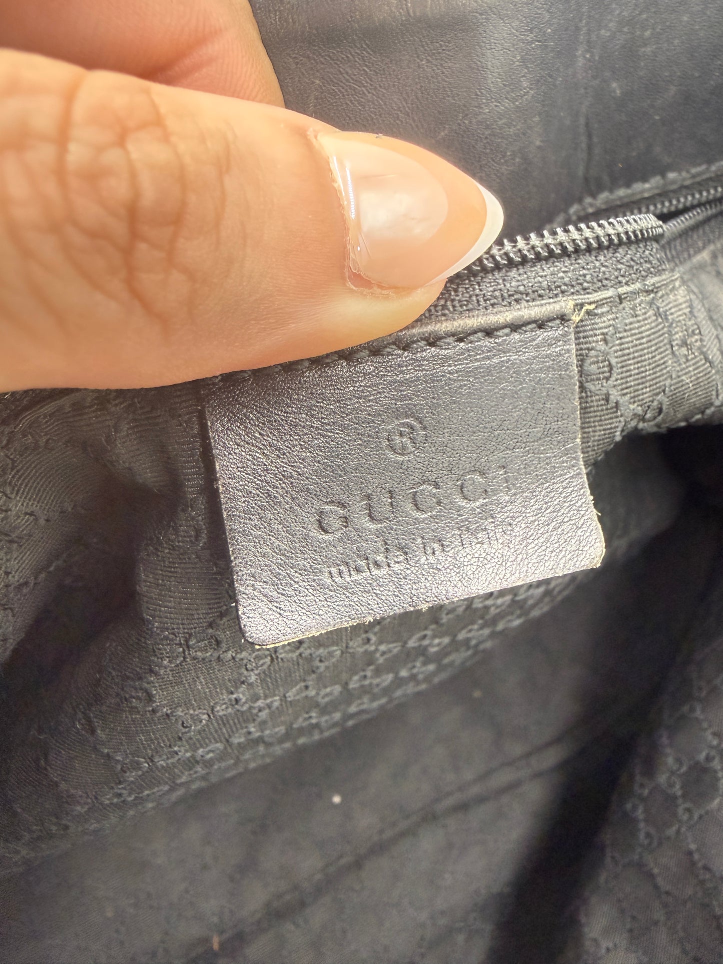 Gucci Sherry Line Black Denim Canvas and Leather Tote