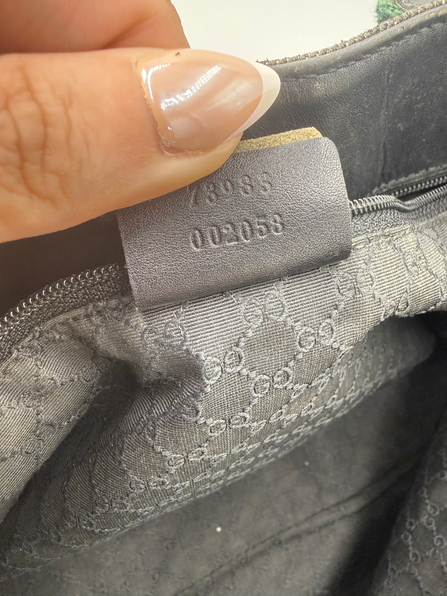 Gucci Sherry Line Black Denim Canvas and Leather Tote