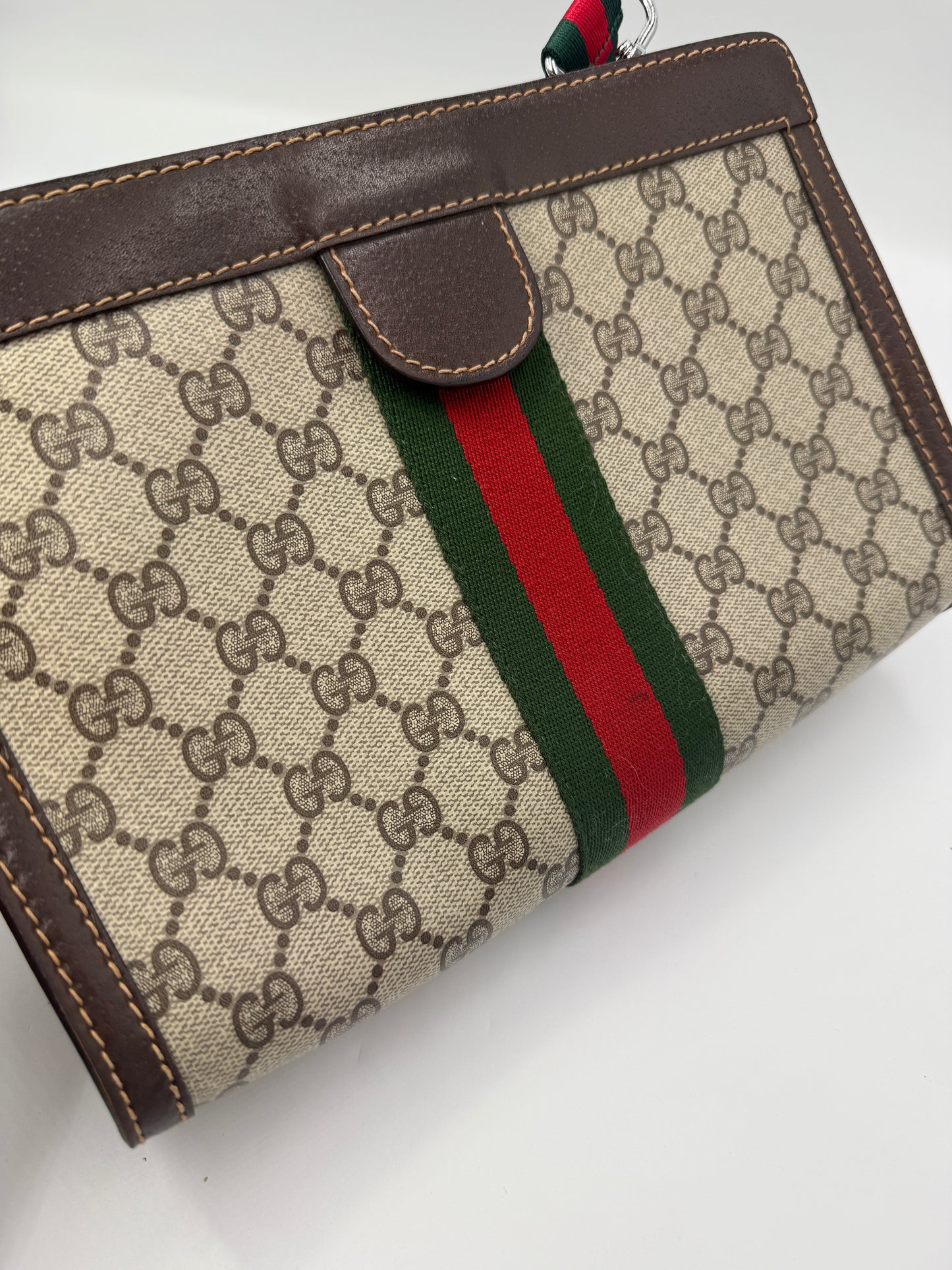 Gucci Supreme Coated Canvas Sherry Line Toiletry Pouch