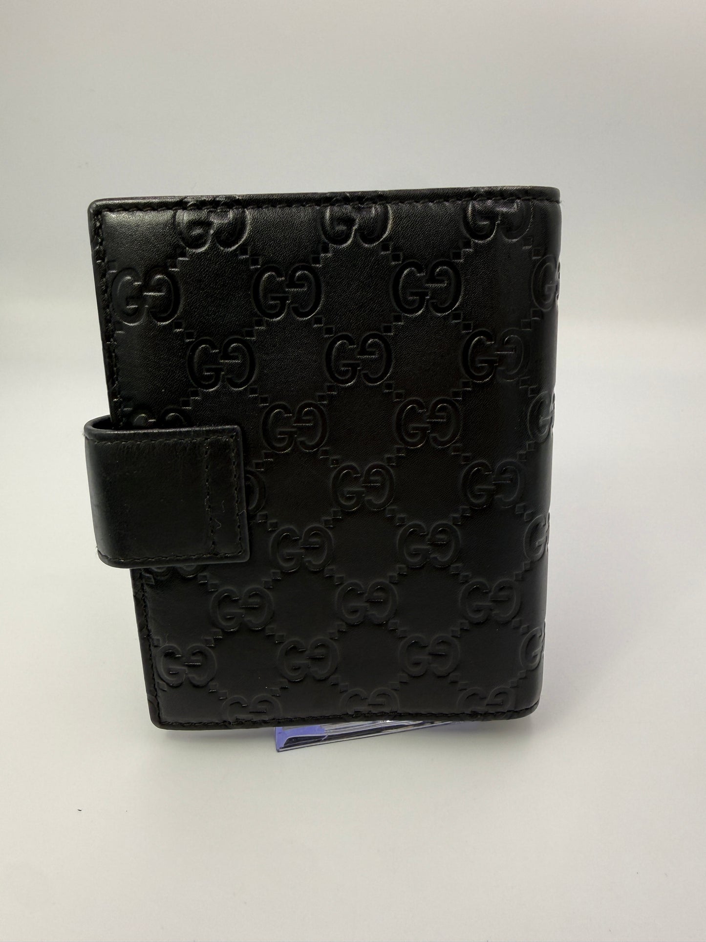 Gucci Guccissima Black Leather Agenda or Passport Holder