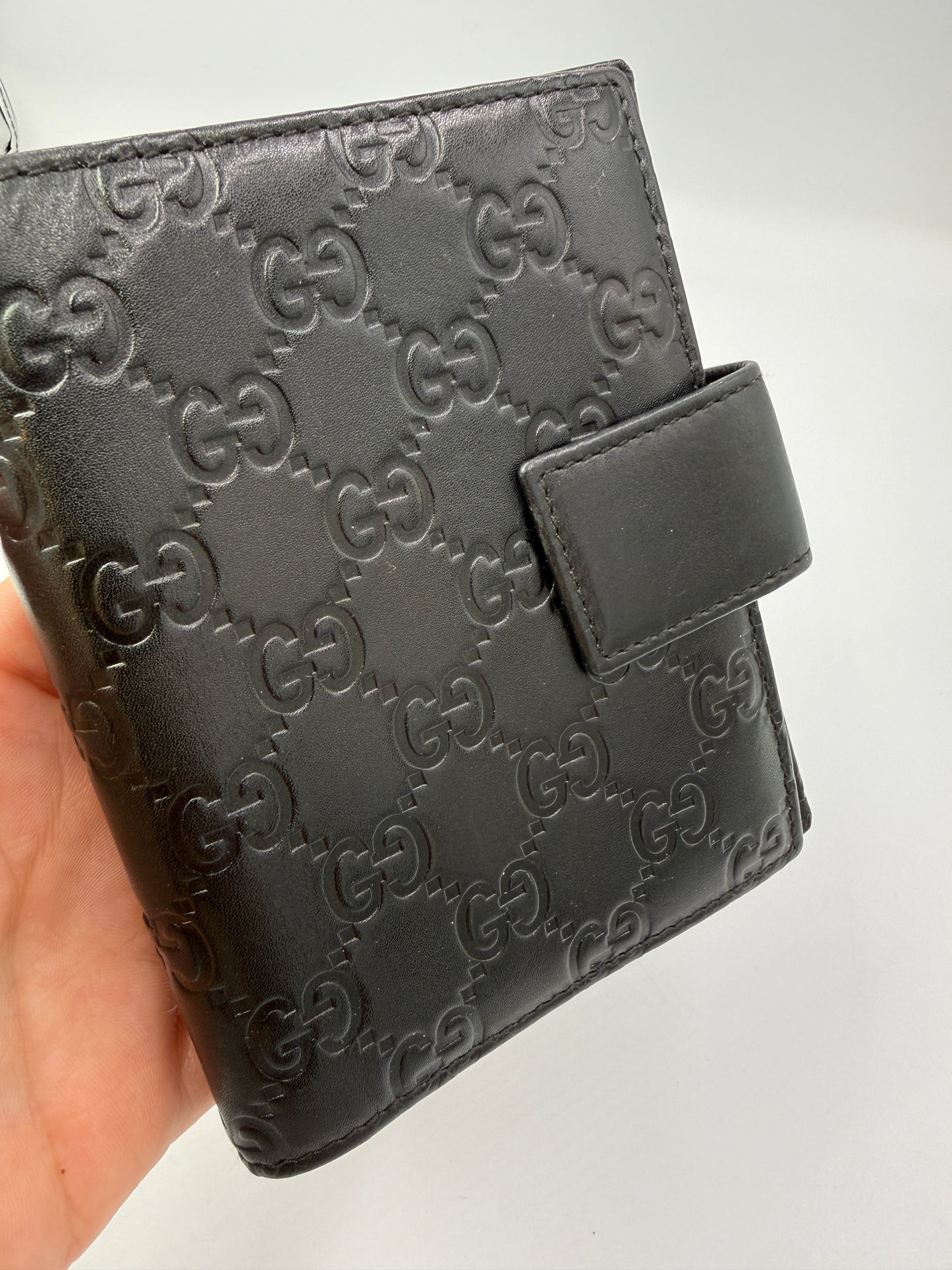 Gucci Guccissima Black Leather Agenda or Passport Holder