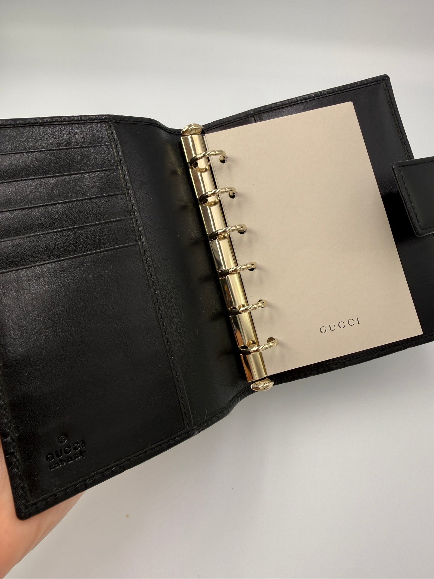 Gucci Guccissima Black Leather Agenda or Passport Holder