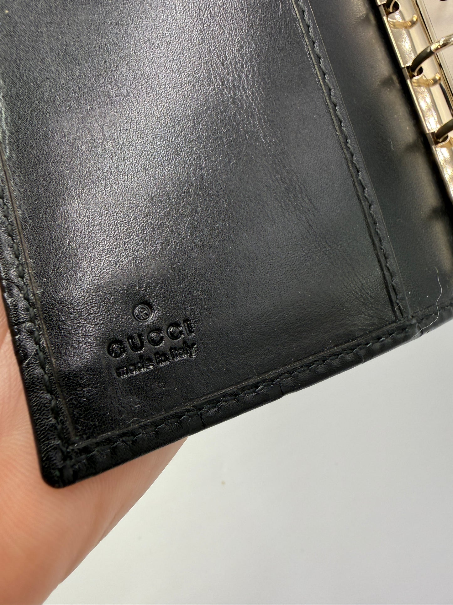 Gucci Guccissima Black Leather Agenda or Passport Holder
