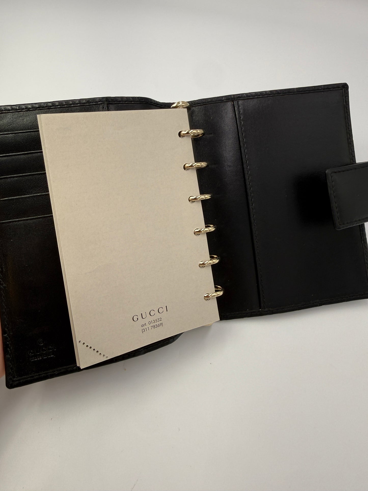 Gucci Guccissima Black Leather Agenda or Passport Holder