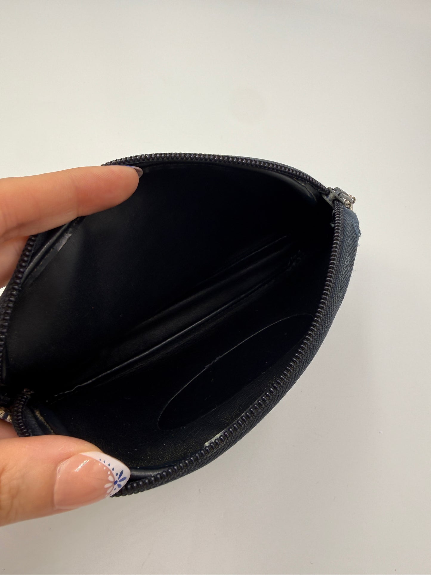 Christian Dior Blue Canvas Pouch With Leather Interior