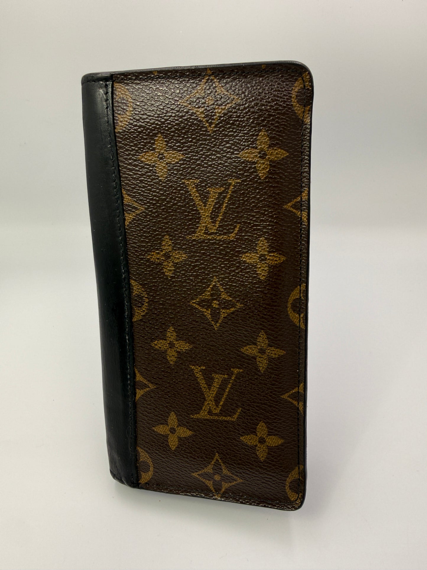Louis Vuitton Monogram And Black Leather Bifold Long Wallet CT1102