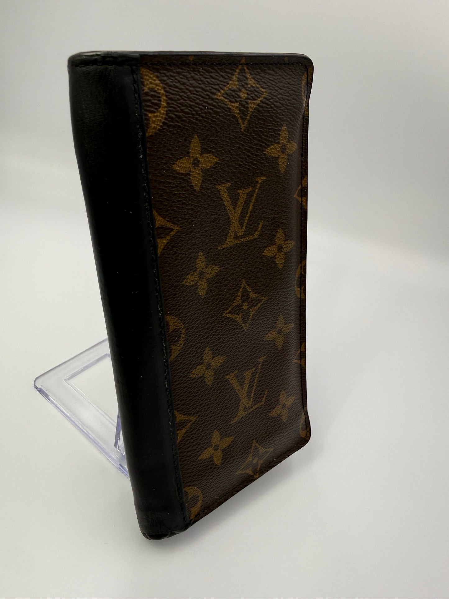 Louis Vuitton Monogram And Black Leather Bifold Long Wallet CT1102