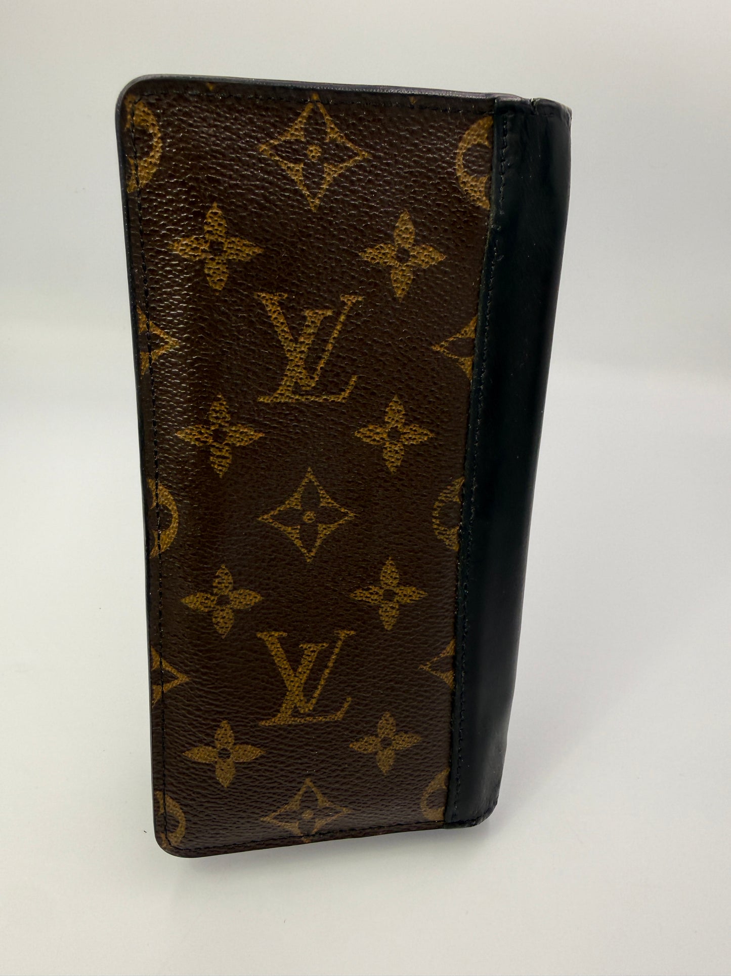 Louis Vuitton Monogram And Black Leather Bifold Long Wallet CT1102