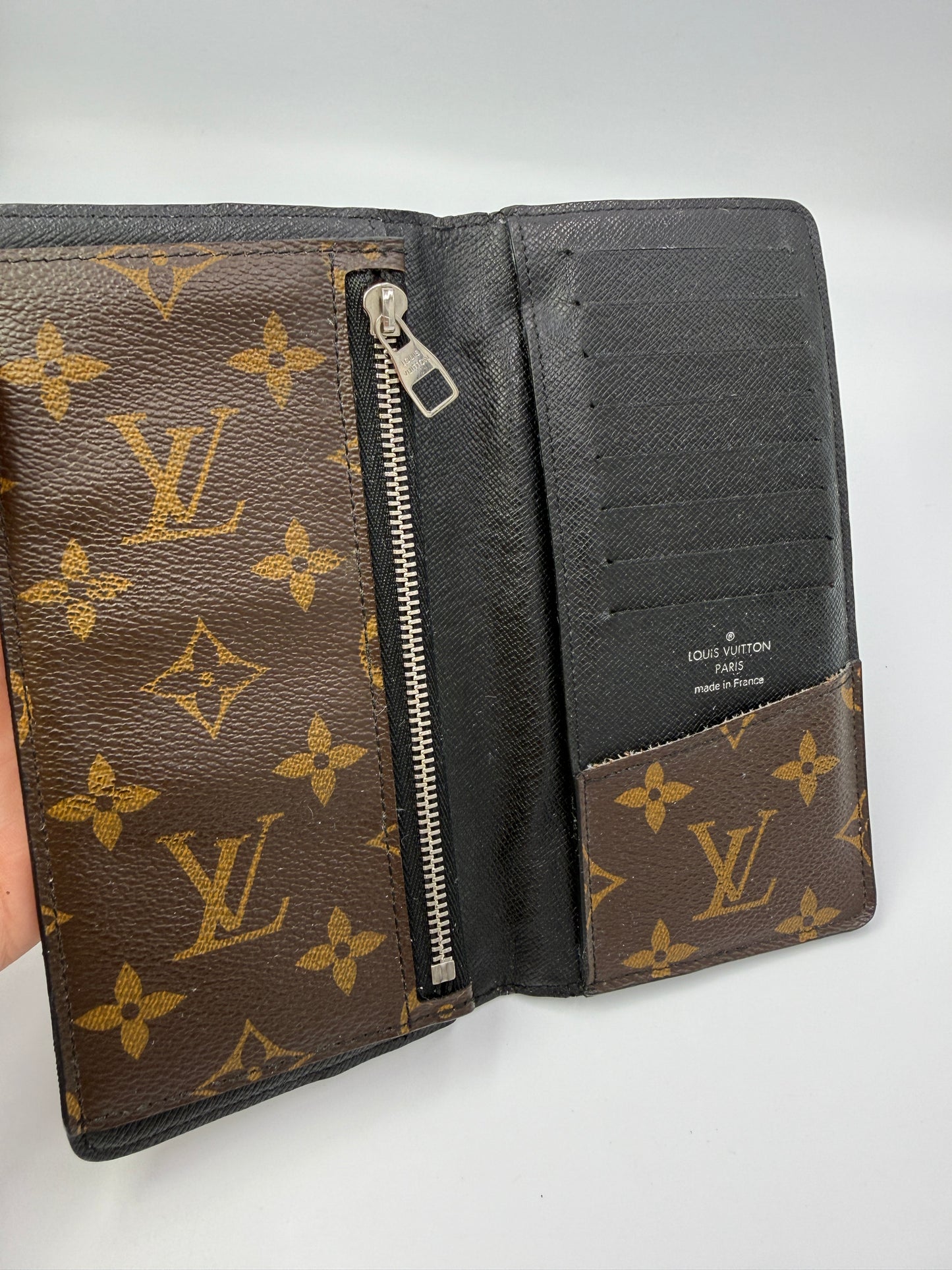 Louis Vuitton Monogram And Black Leather Bifold Long Wallet CT1102