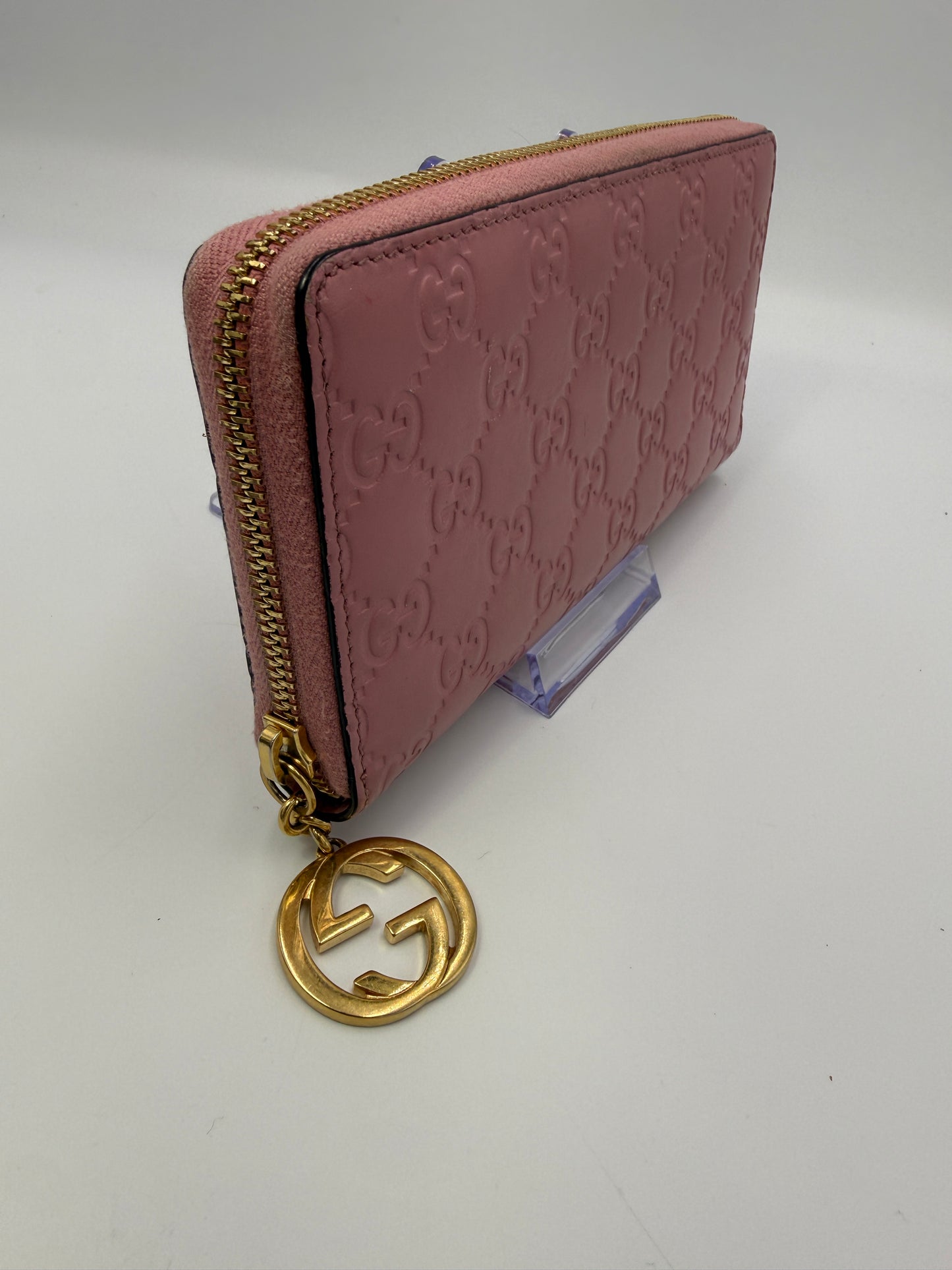 Gucci Guccissima Pink Leather Zippy Long Wallet