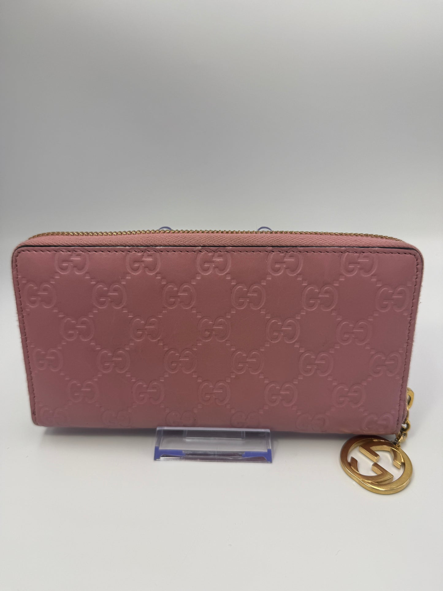 Gucci Guccissima Pink Leather Zippy Long Wallet