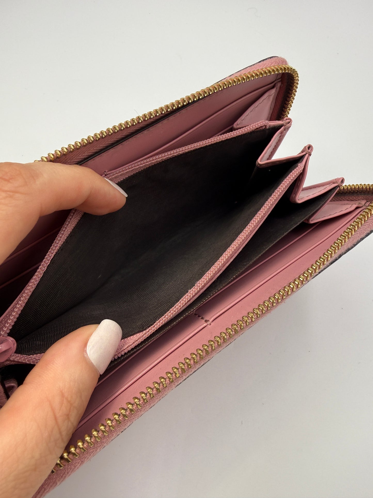 Gucci Guccissima Pink Leather Zippy Long Wallet