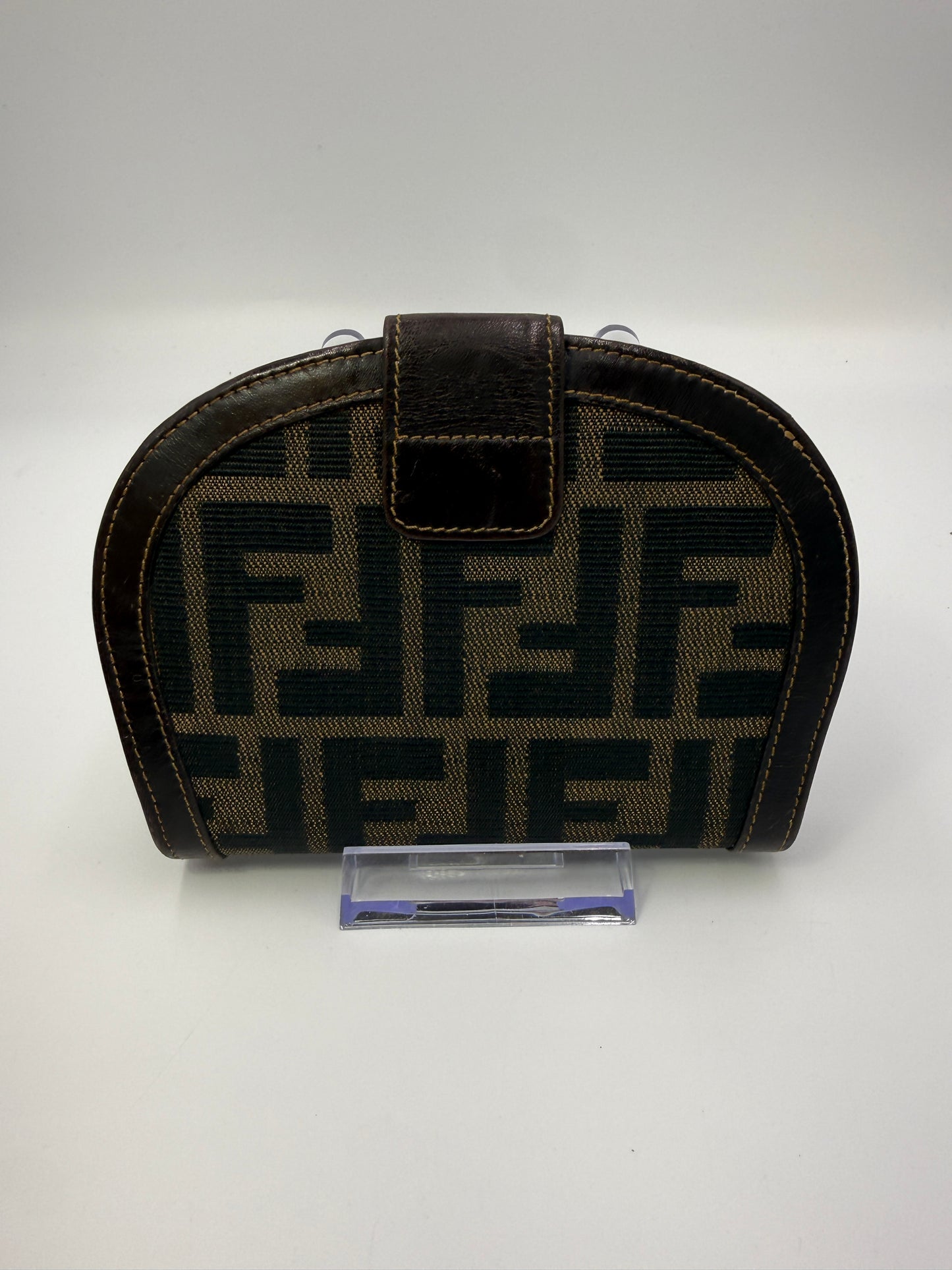 Fendi Zucca Canvas Bifold Half Moon Wallet