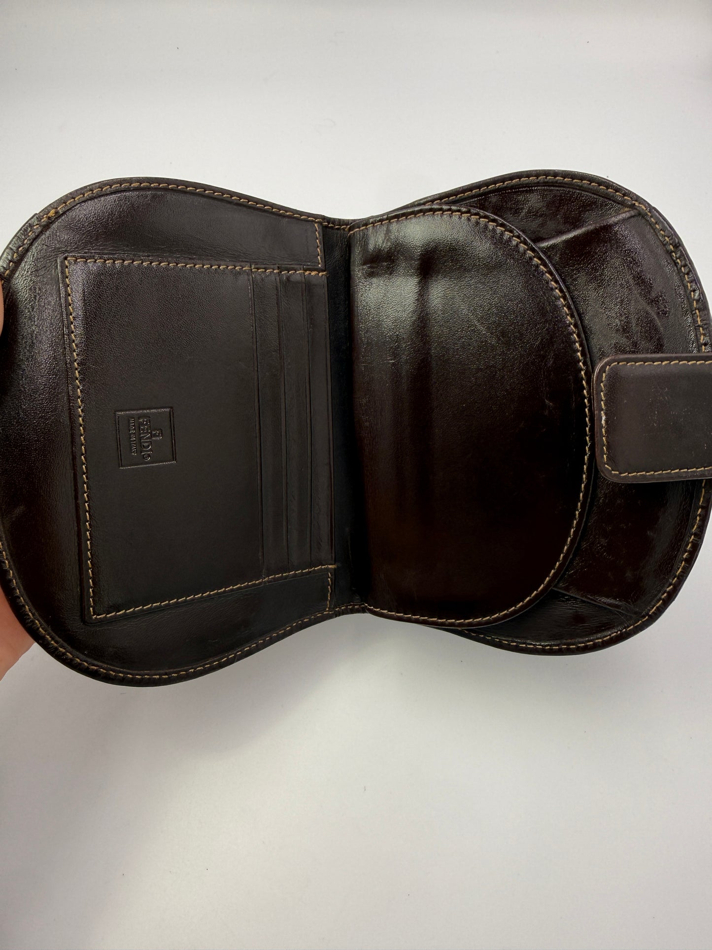 Fendi Zucca Canvas Bifold Half Moon Wallet