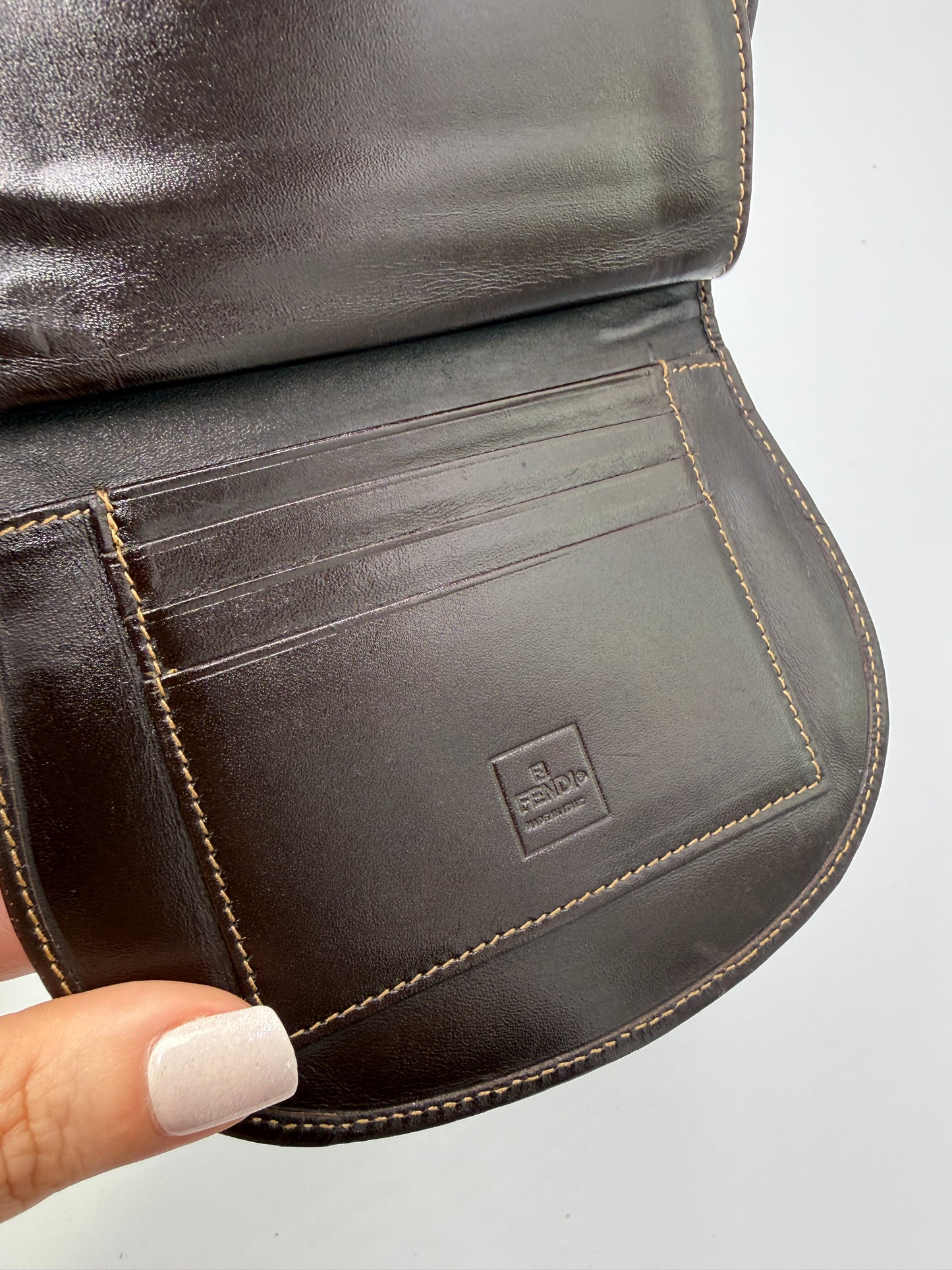 Fendi Zucca Canvas Bifold Half Moon Wallet