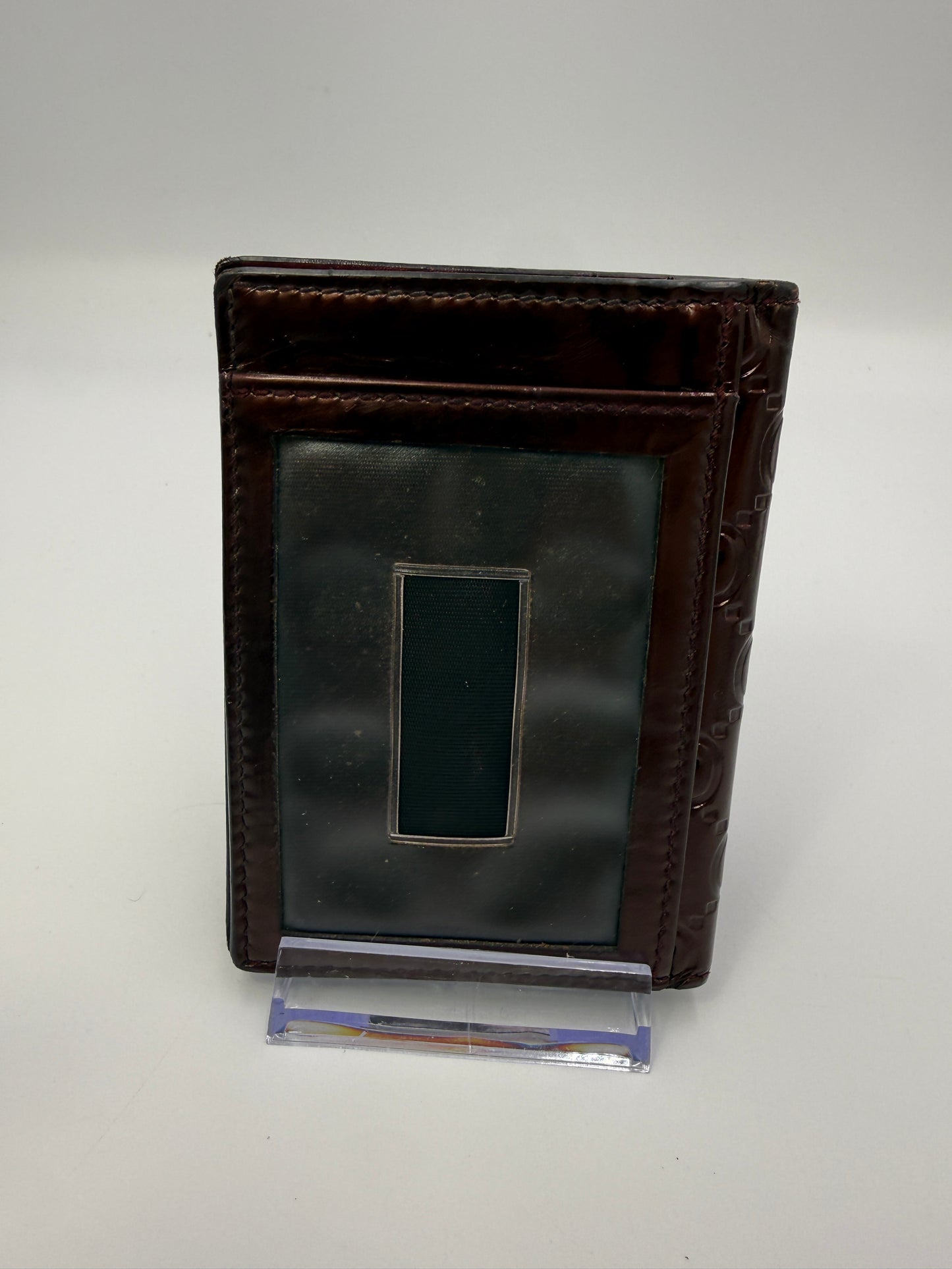 Gucci Burgundy Patent Leather Guccissima Heart Interlocking GG Card Holder
