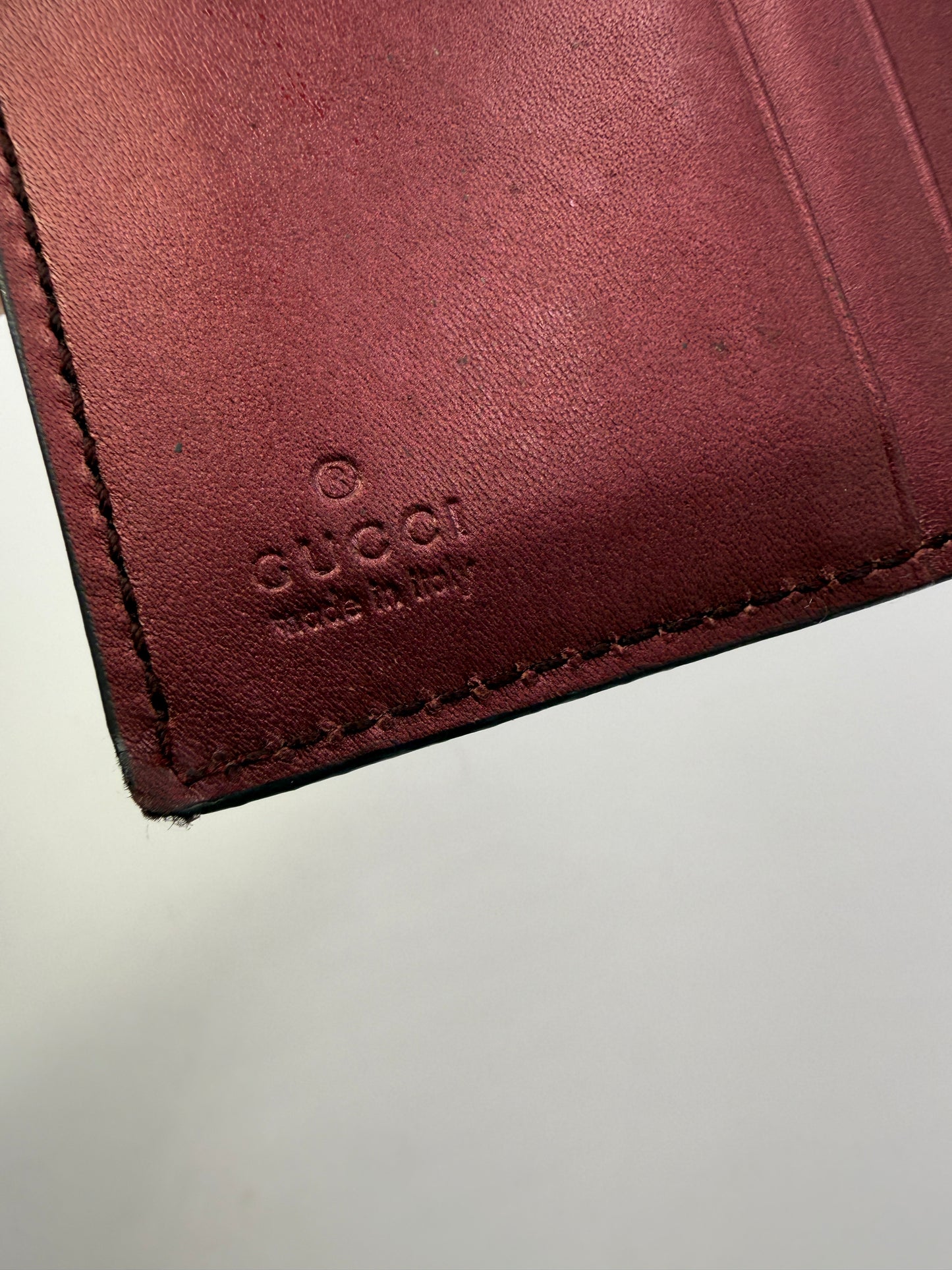 Gucci Burgundy Patent Leather Guccissima Heart Interlocking GG Card Holder