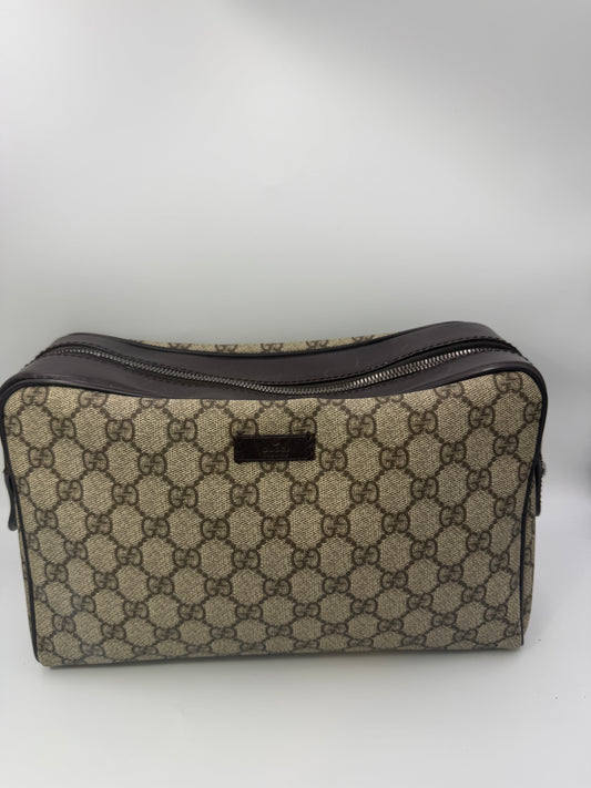 Gucci Supreme Coated Canvas Zippered Toiletry Unisex