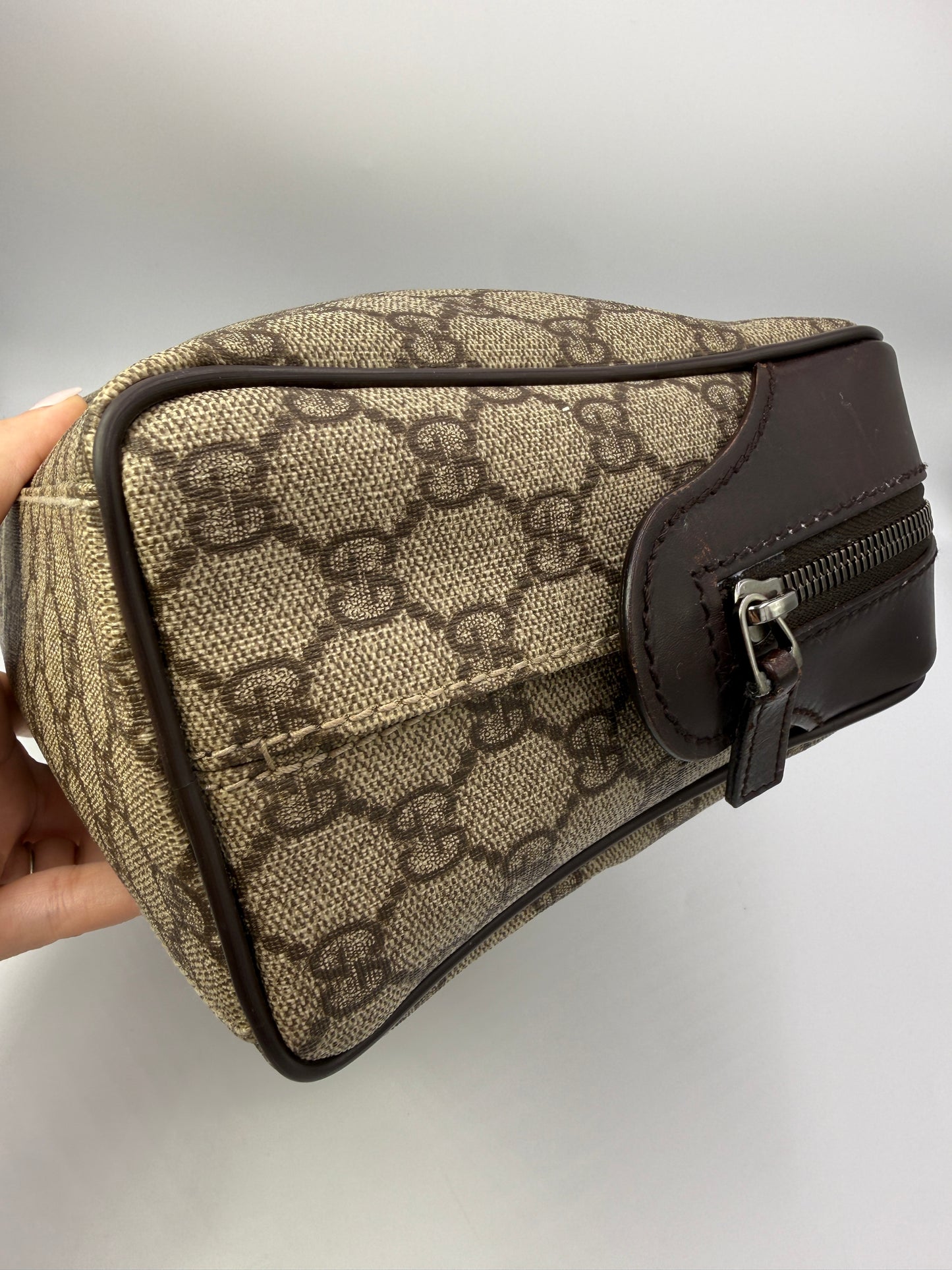 Gucci Supreme Coated Canvas Zippered Toiletry Unisex