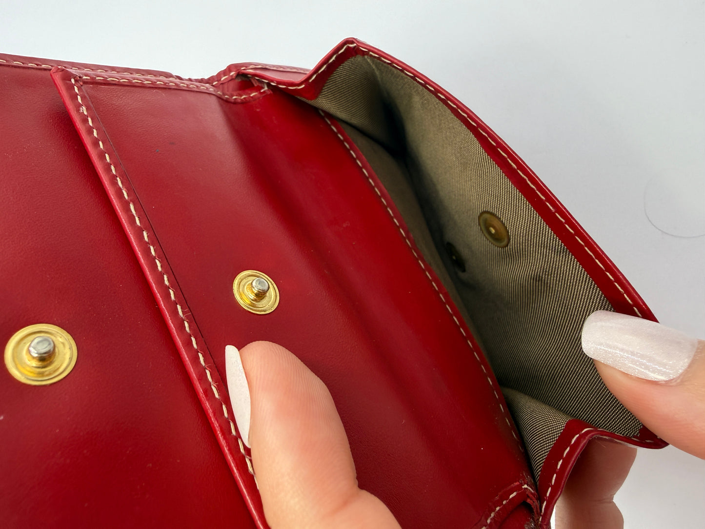 Fendi Red Zucchino Canvas Bifold Card Holder with Snap