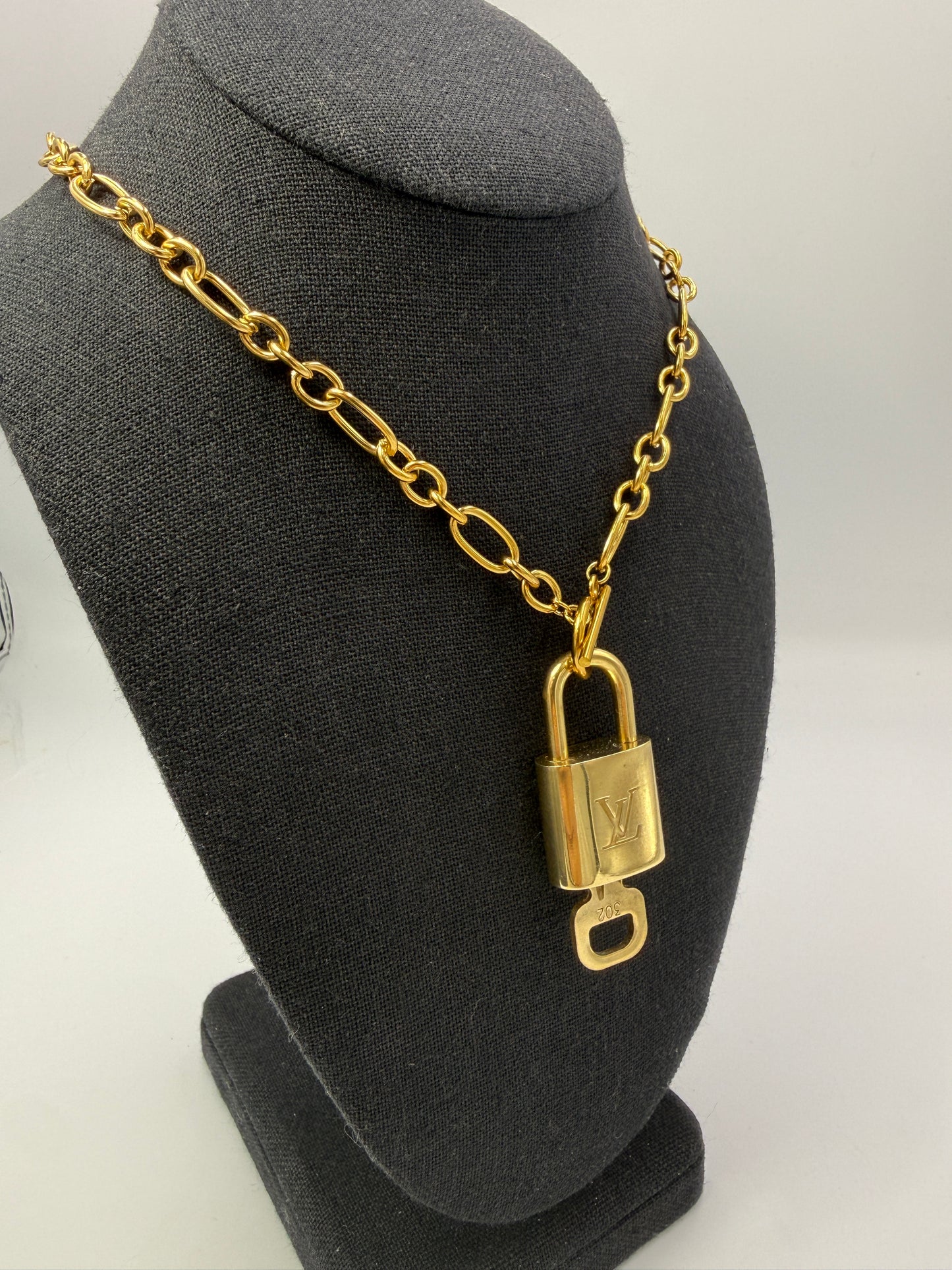 Louis Vuitton Lock & Key Pendant On Unbranded Necklace