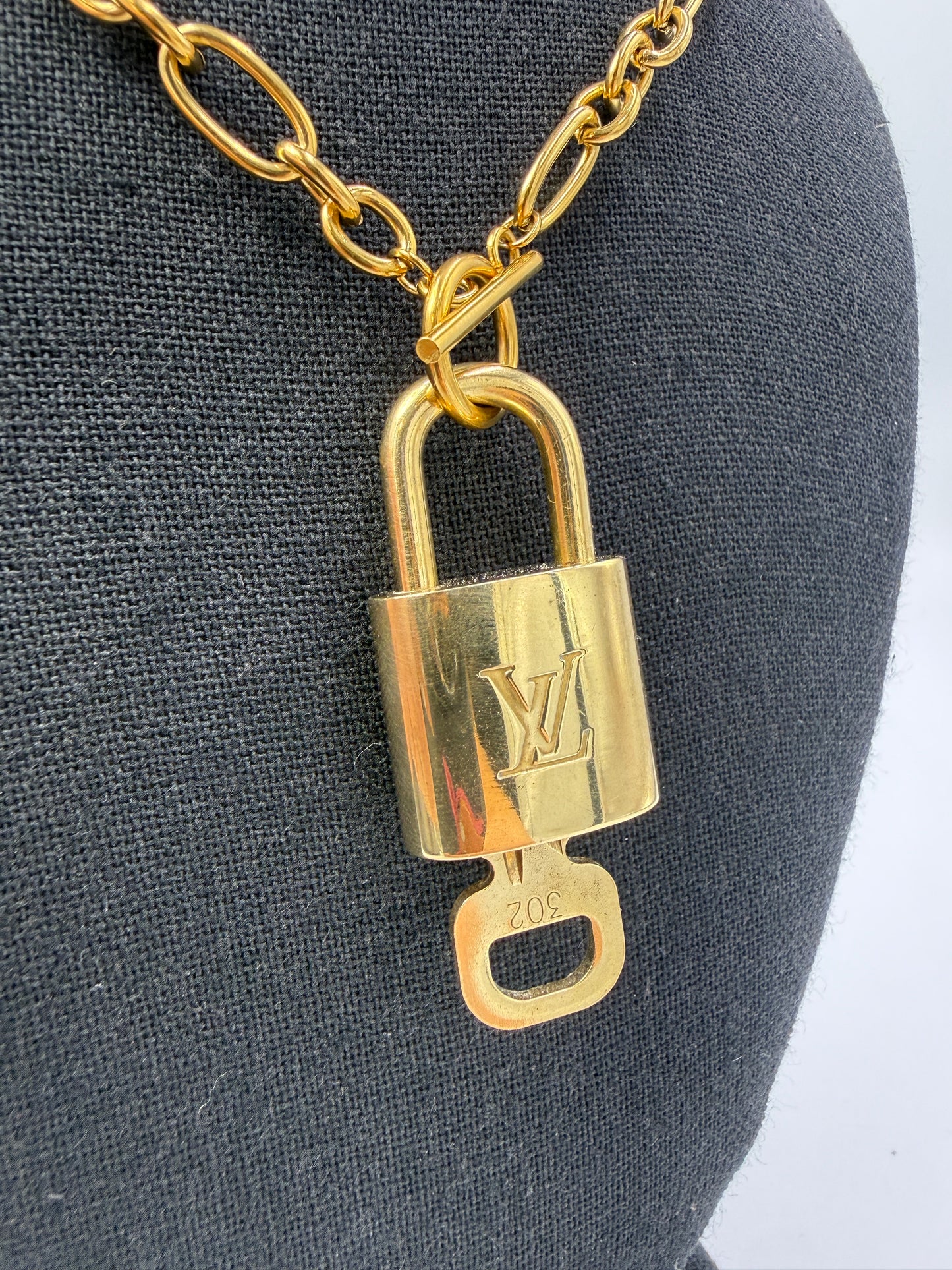 Louis Vuitton Lock & Key Pendant On Unbranded Necklace