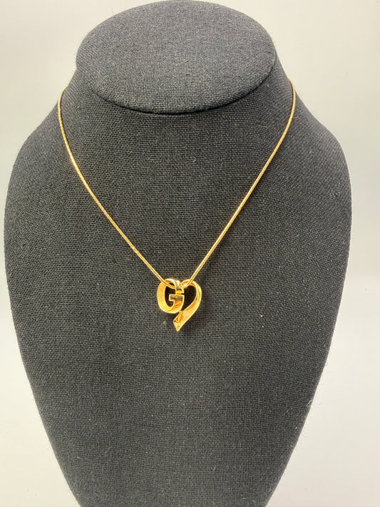 Givenchy Vintage Gold Tone G Heart Pendant Necklace