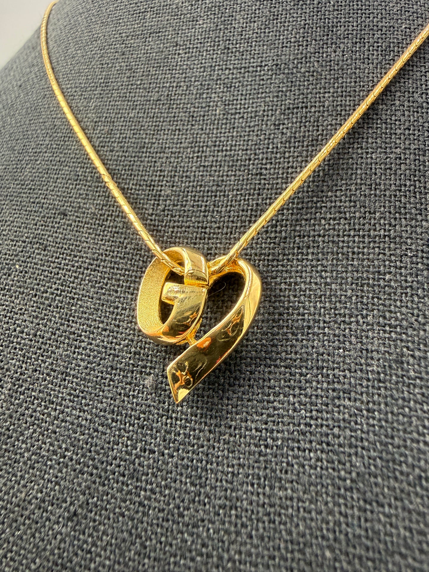 Givenchy Vintage Gold Tone G Heart Pendant Necklace