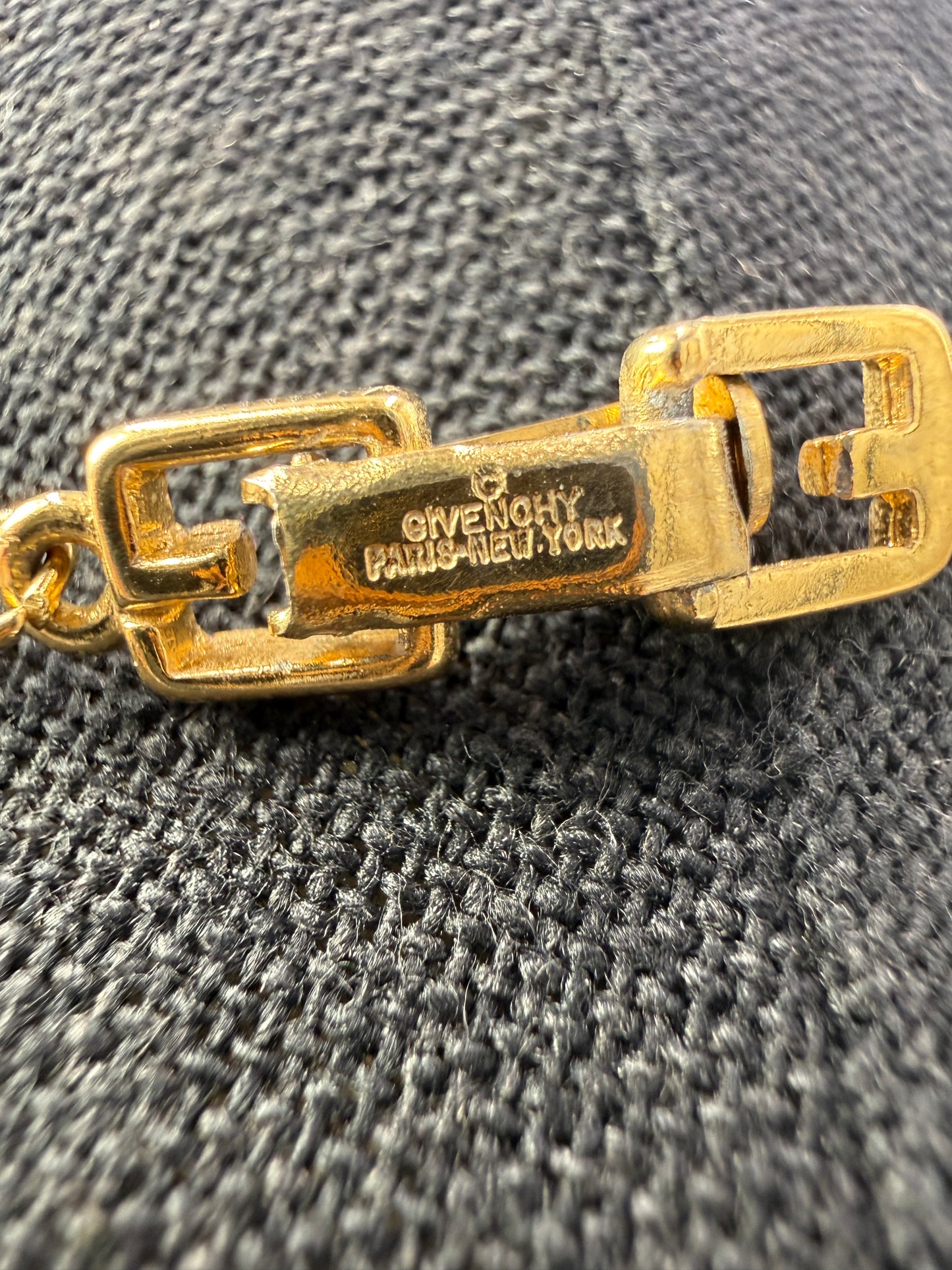 Givenchy Vintage Gold Tone G Heart Pendant Necklace