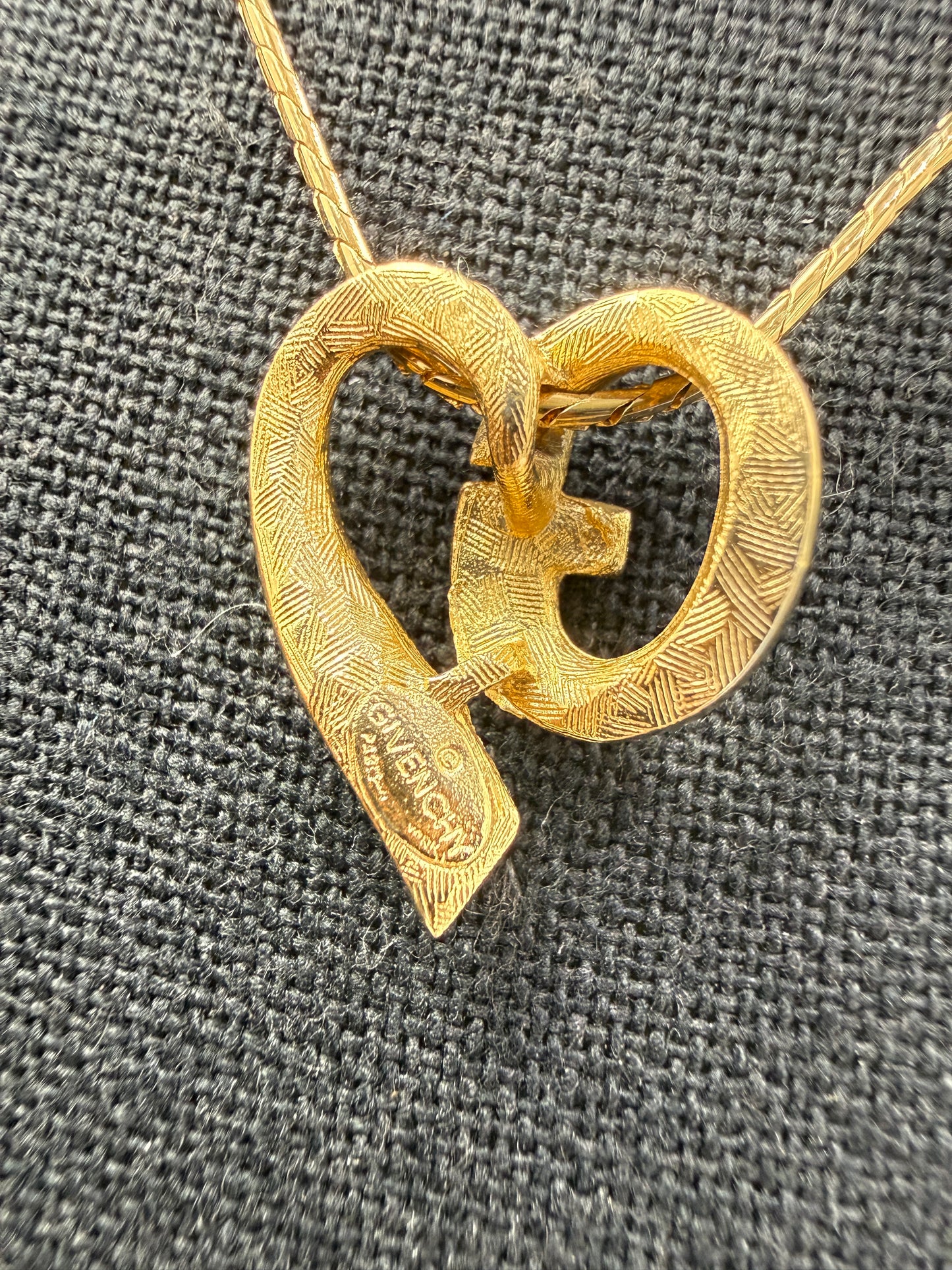 Givenchy Vintage Gold Tone G Heart Pendant Necklace