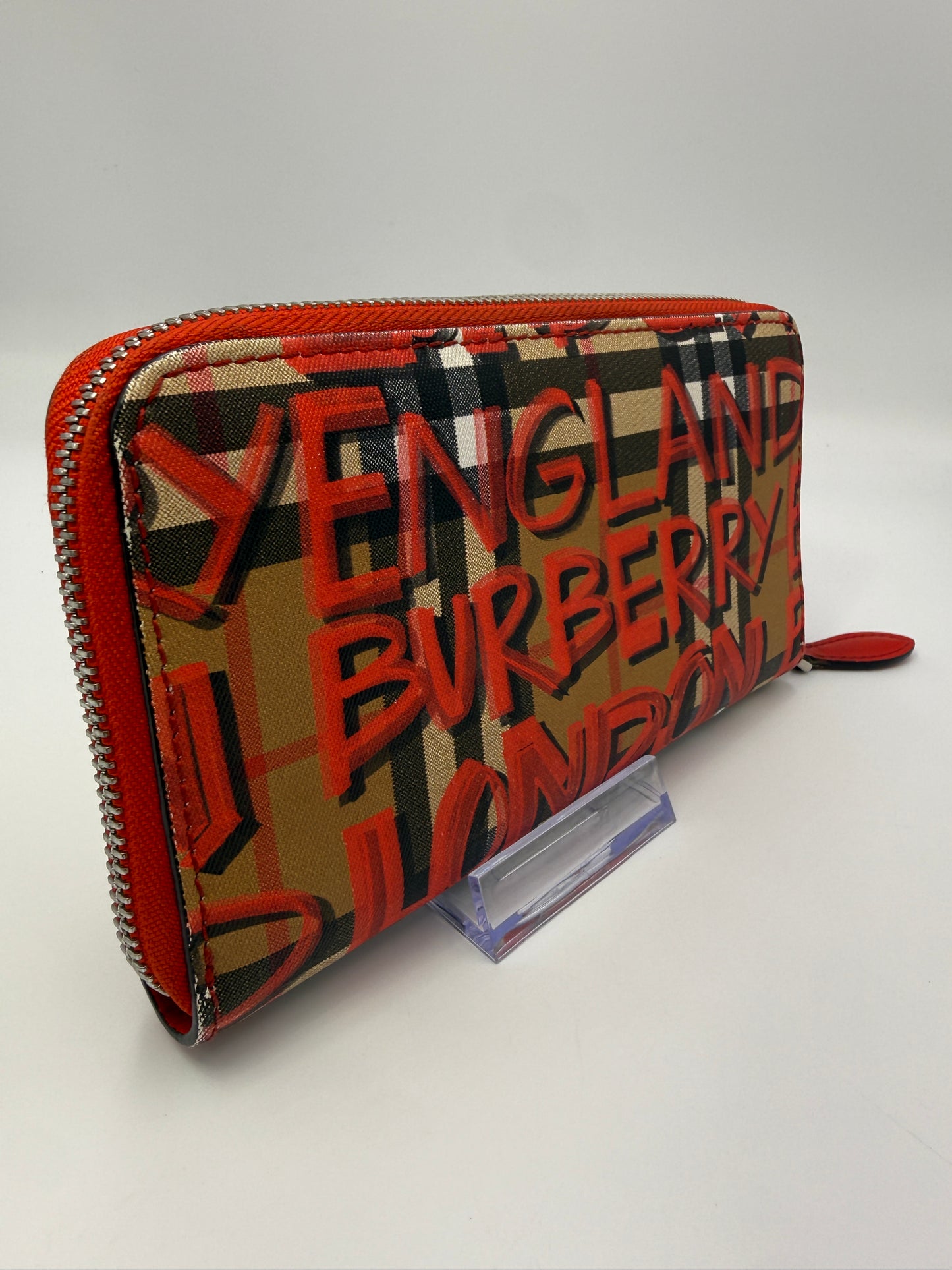 Burberry Graffiti Check Zip-Around Wallet London England Collection
