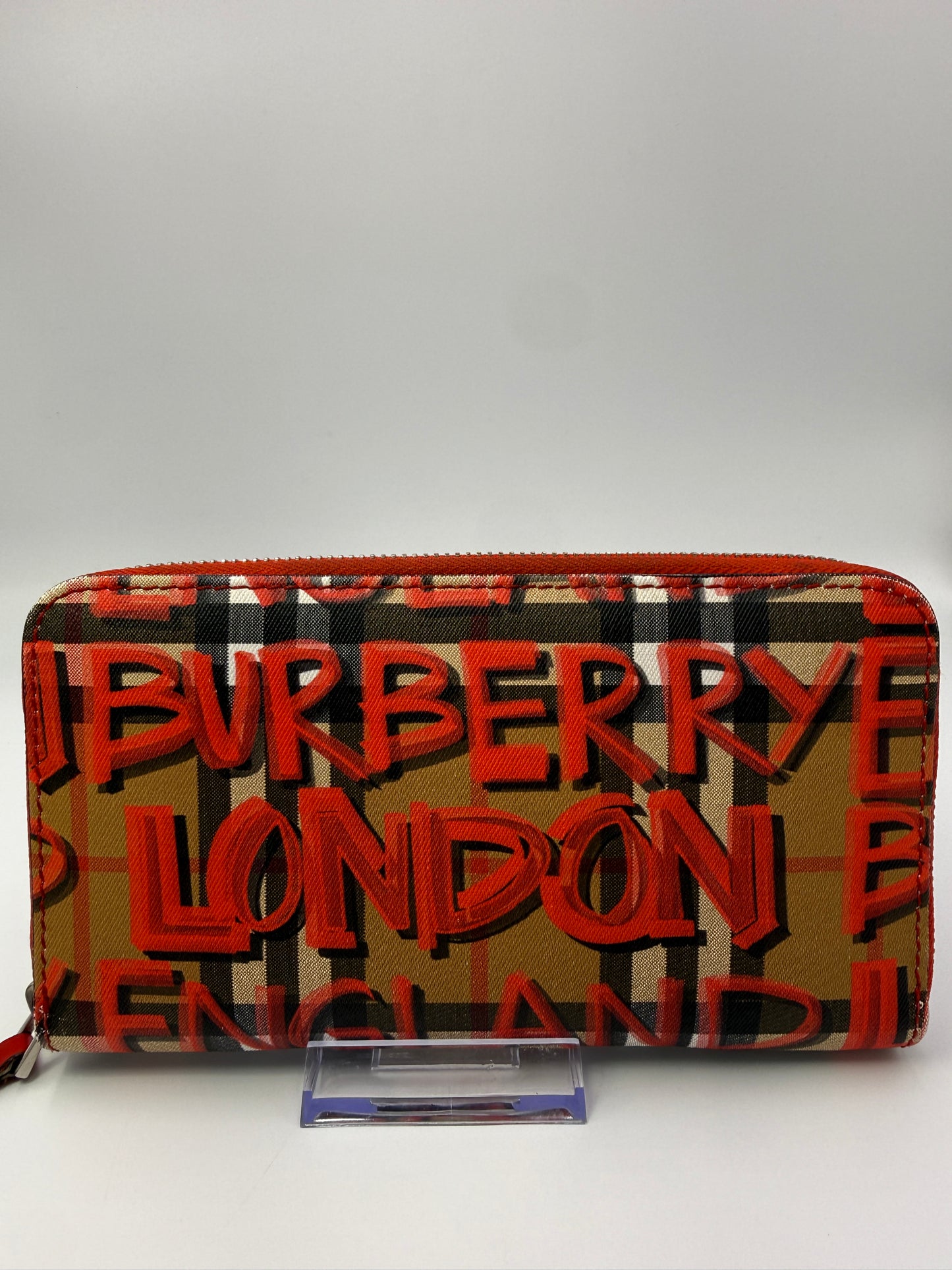 Burberry Graffiti Check Zip-Around Wallet London England Collection